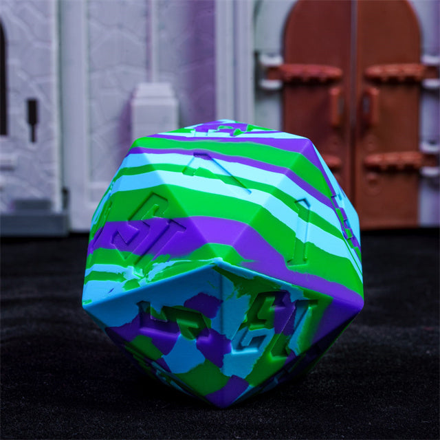 Large Wonderland Blue/Green Silicone d20 Dice 55mm | RPG Dice Novelty Piece