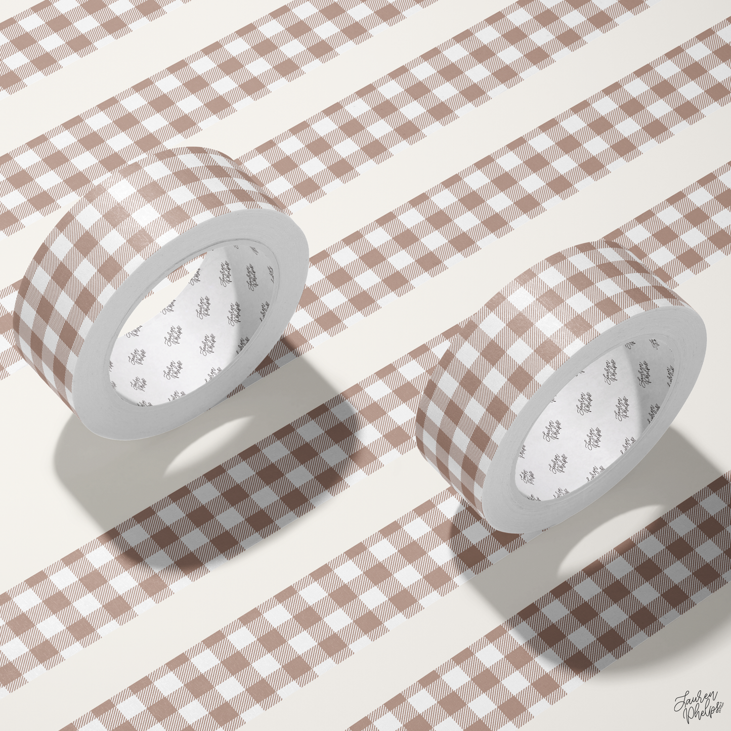 Milk Tea Buffalo Check 15mm washi || RESTOCK