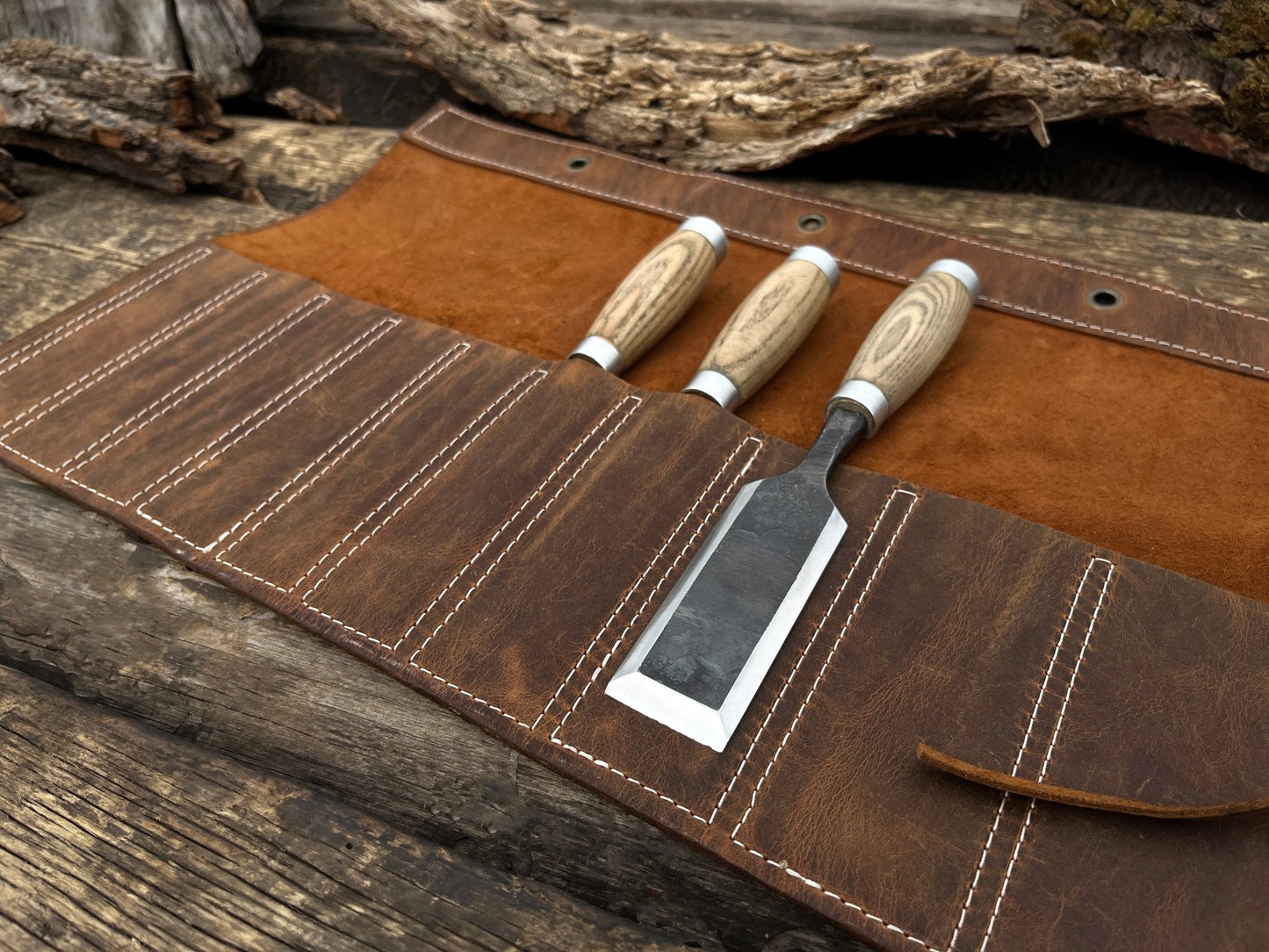 10 Pocket Leather Chisel Roll