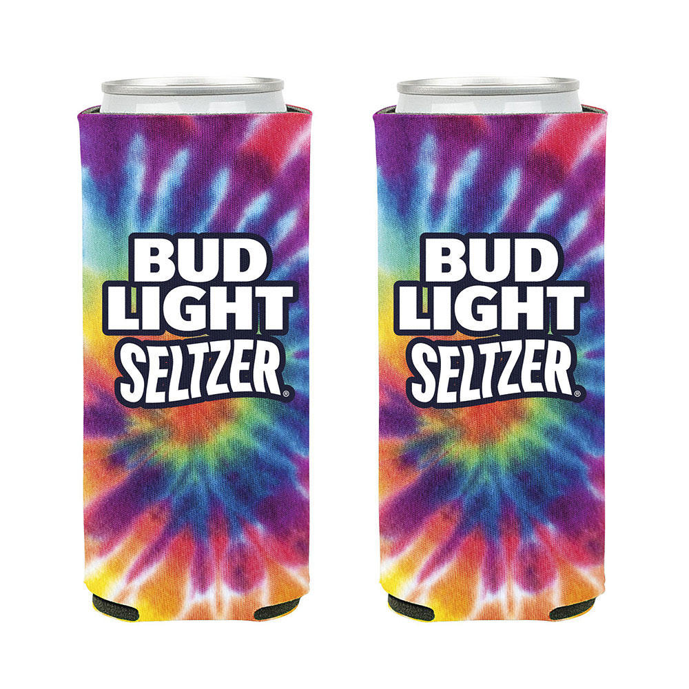 Tie Dye Bud Light Seltzer Cooler Fits 12 oz Aluminum Slim Can Coozie Rainbow