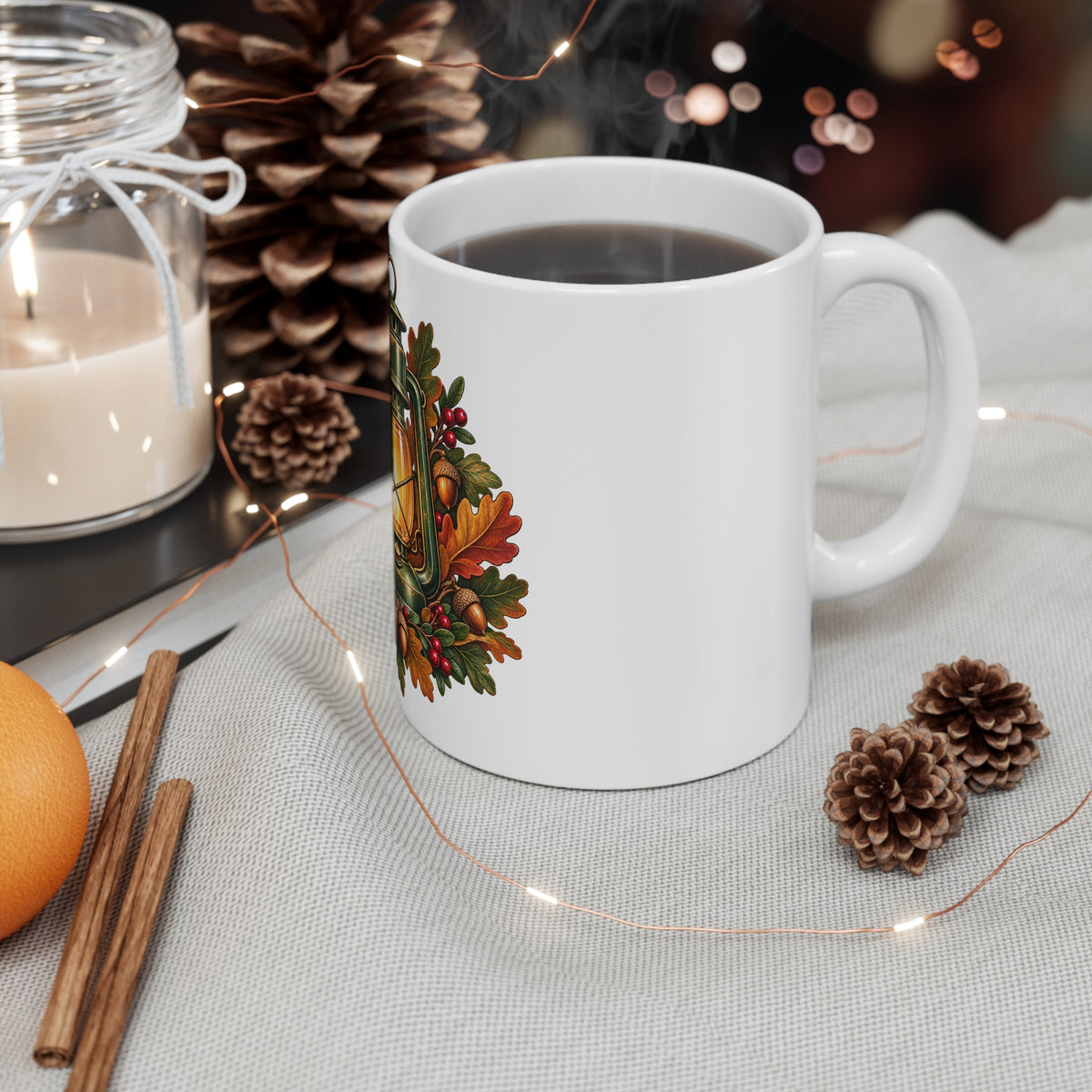 Autumn Oak Lantern and Acorns Mug