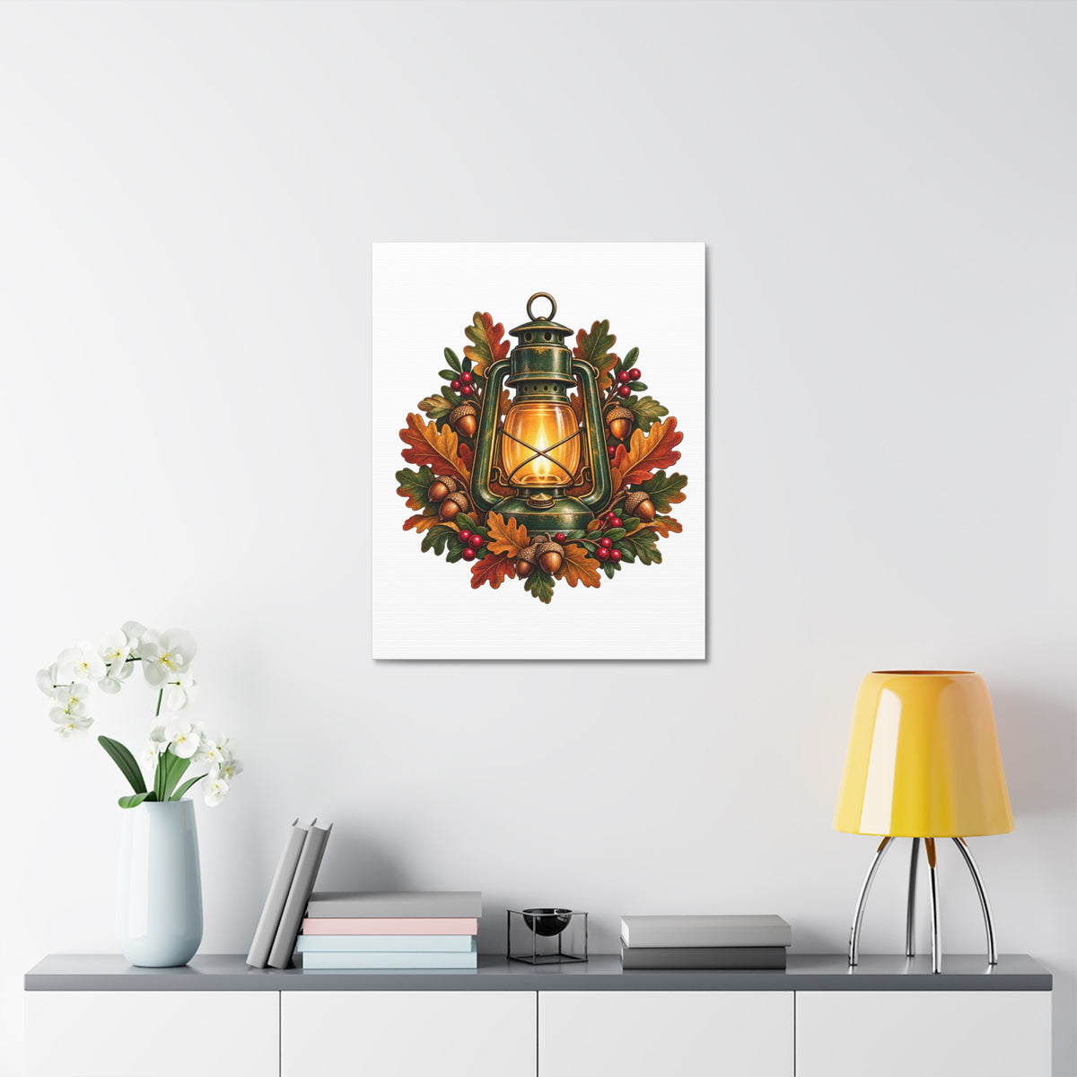 Autumn Oak Lantern and Acorns Canvas