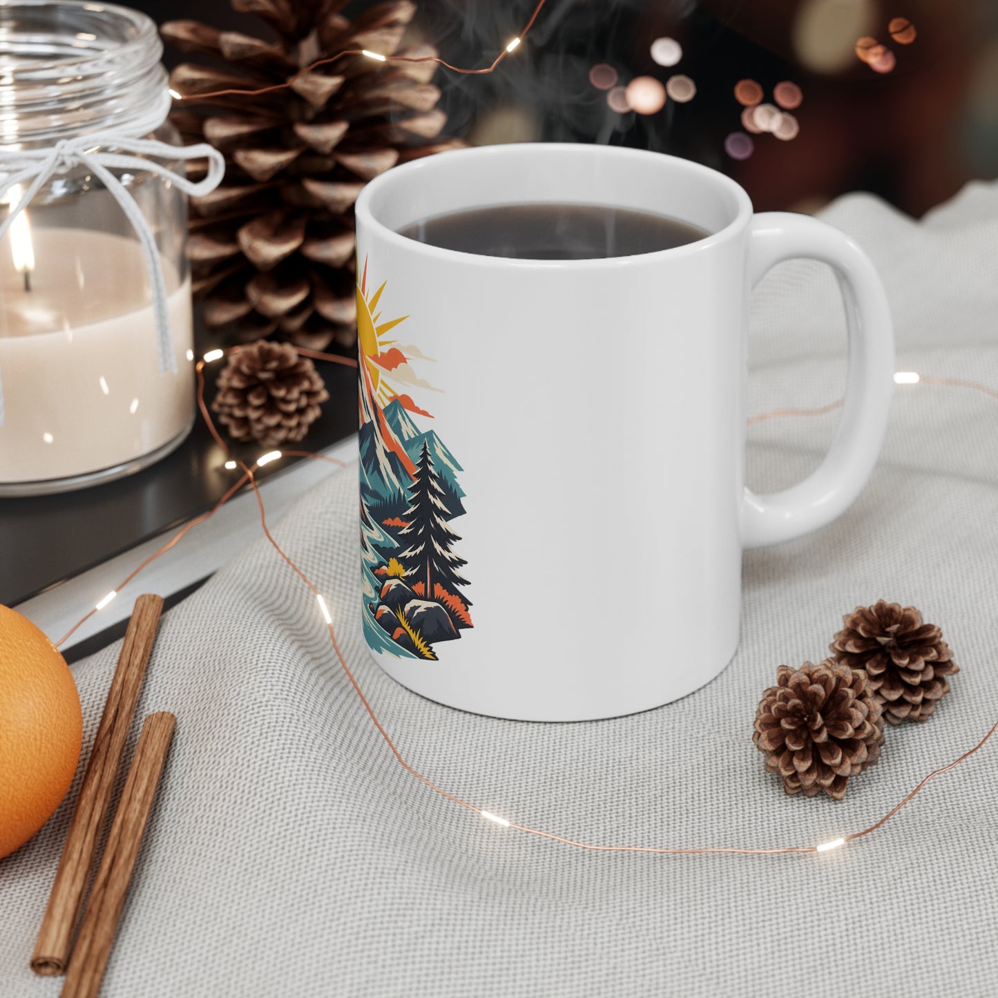 Alpine Sunrise River Mountain Adventure Coffee Mug