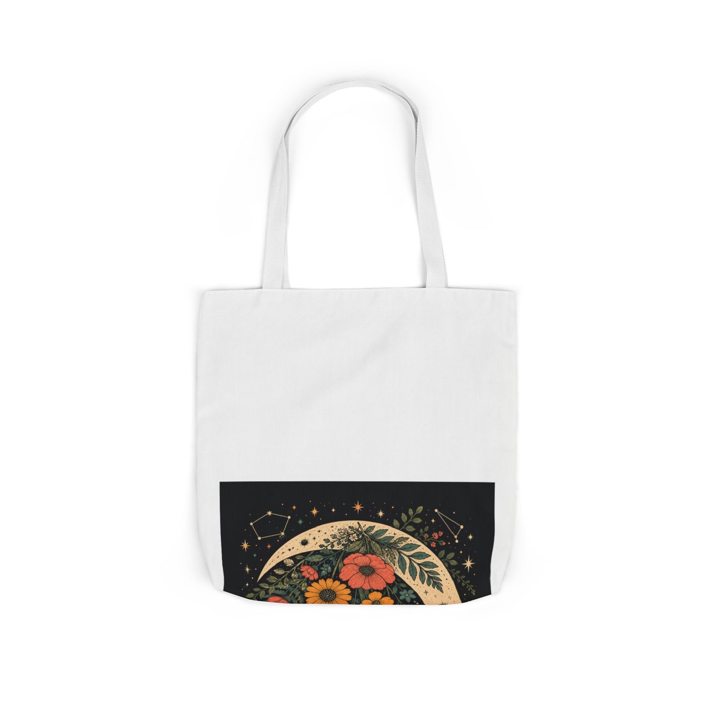 Celestial Wildflower Crescent Moon Botanical Tote Bag