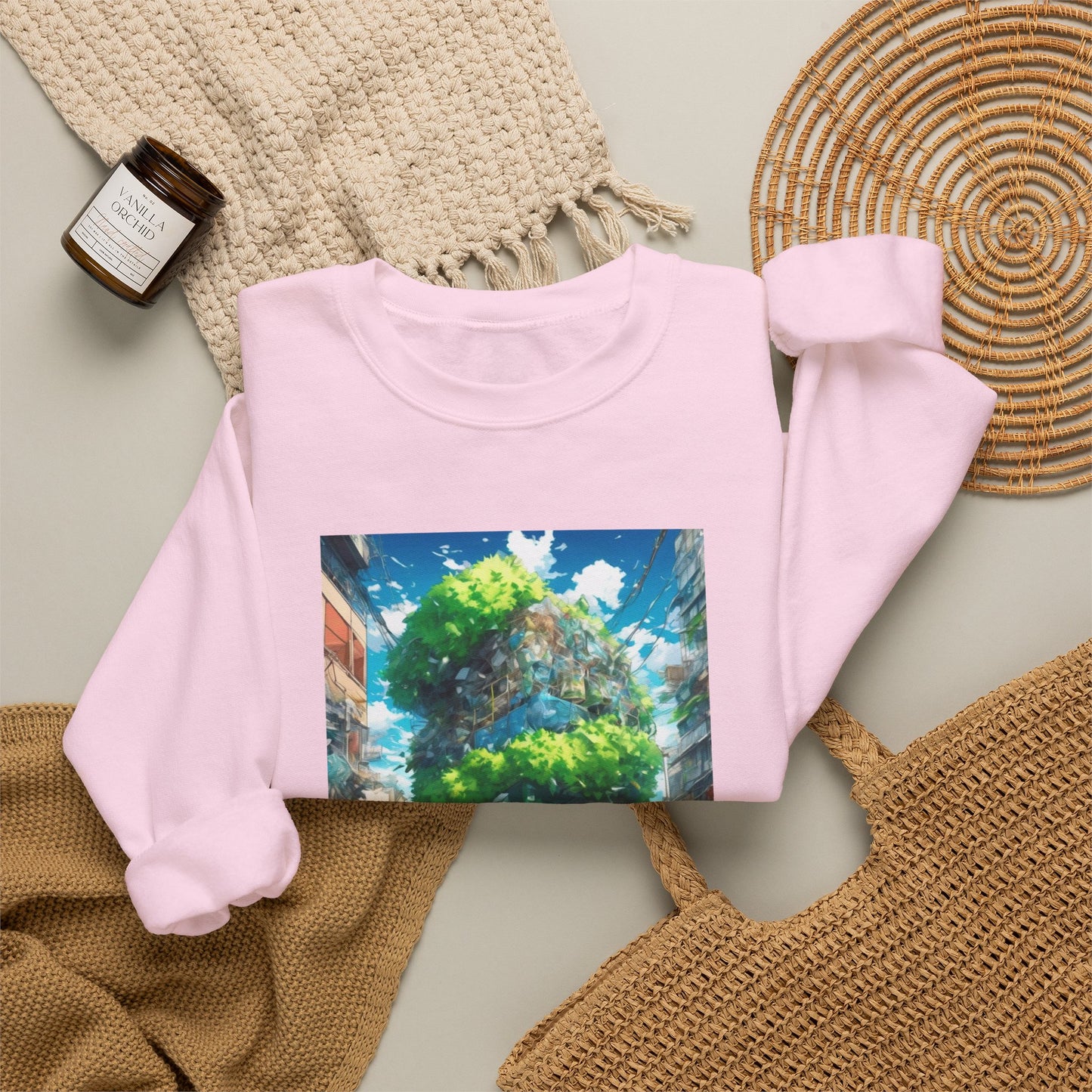 Urban Recycling Anime Friends Green City Sweatshirt