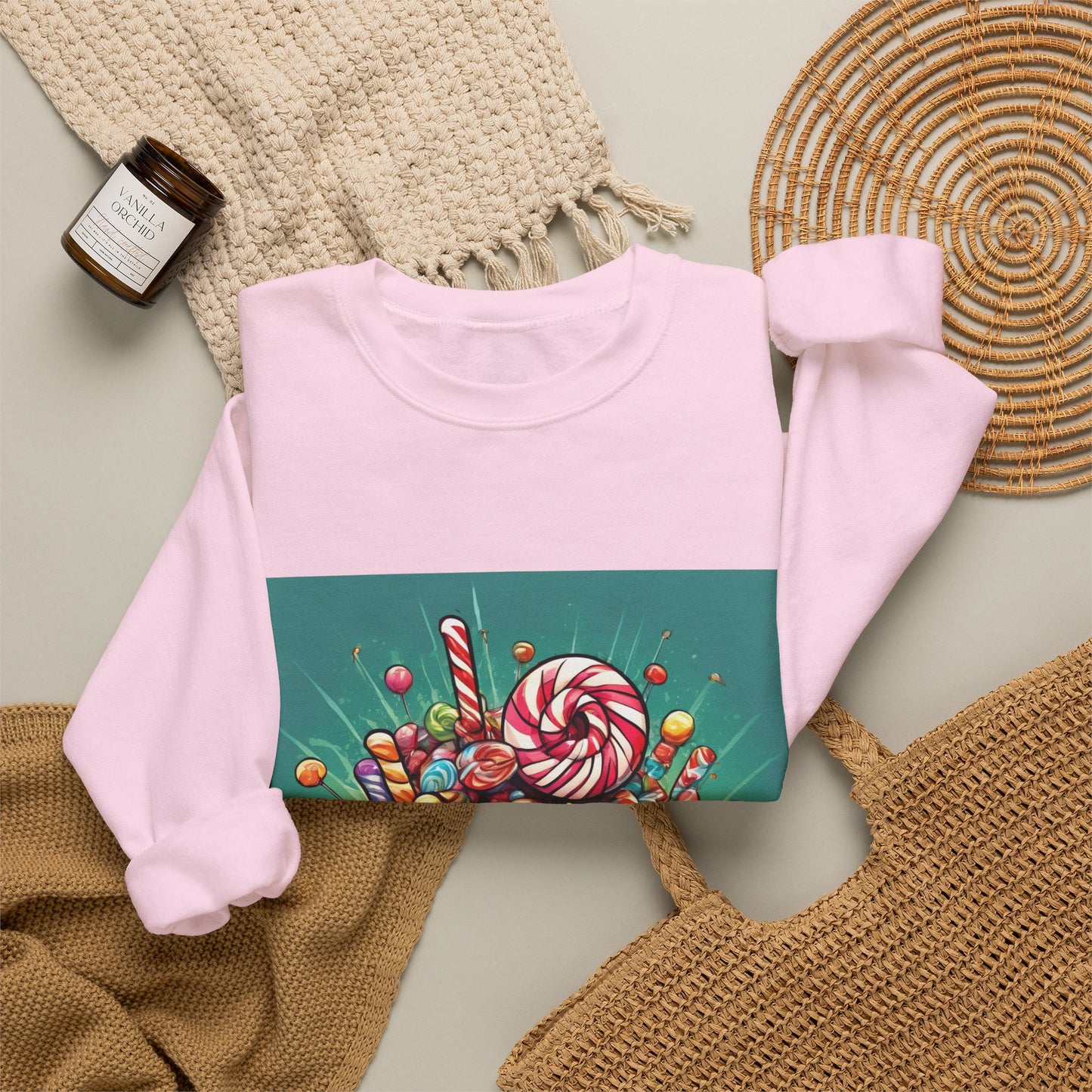 Holiday Candy Bucket Sweets Gift Art Sweatshirt