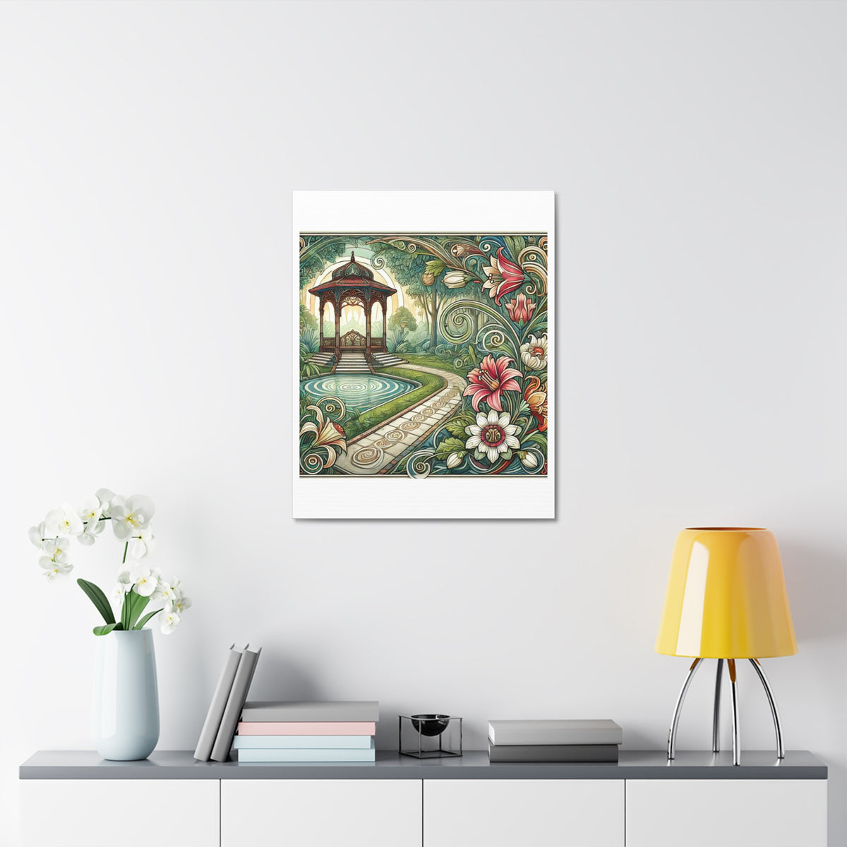 Botanical Gazebo Garden Art Nouveau Canvas Wall Art