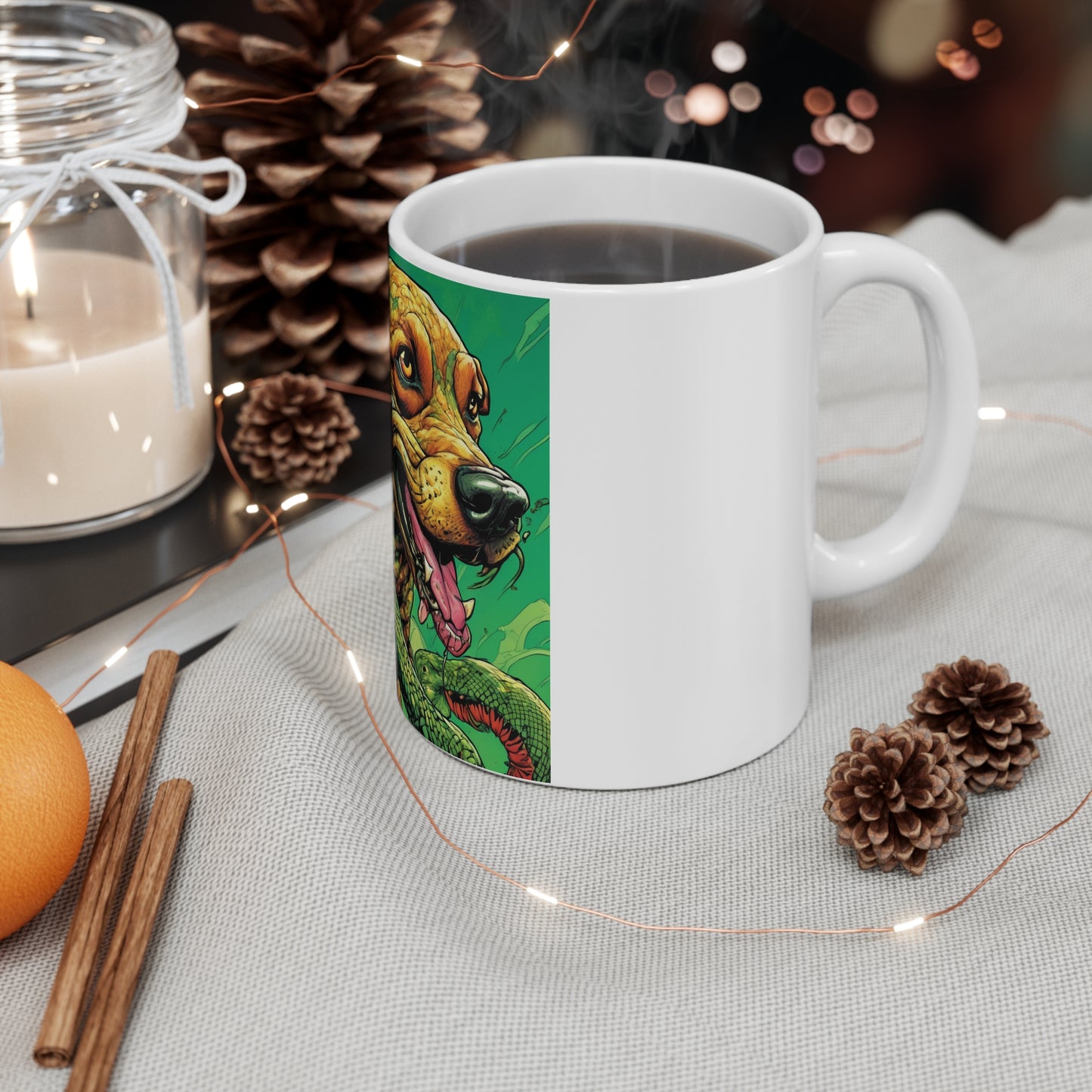 Serpent Guardian Dog Bold Fantasy Creature Coffee Mug