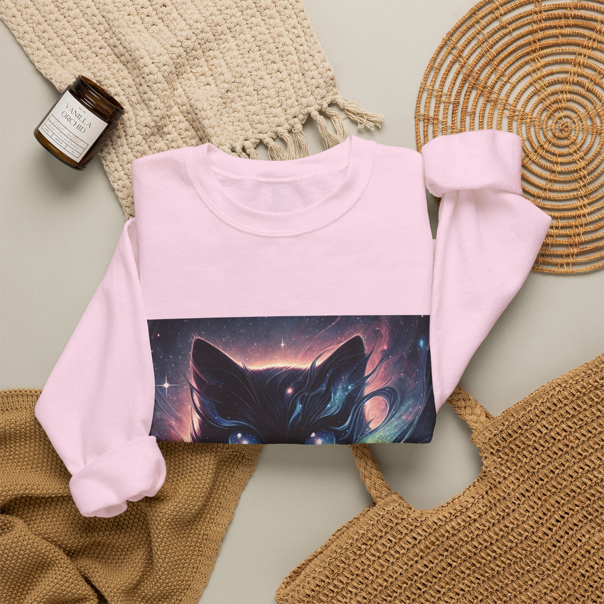 Cosmic Black Cat Galaxy Celestial Sweatshirt