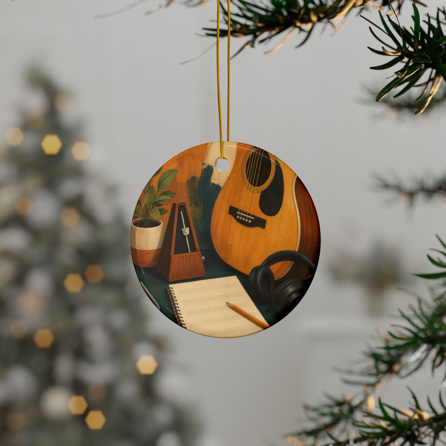 Warm Music Practice Hobby Art Ceramic Ornament, Holiday Keepsake and Gift