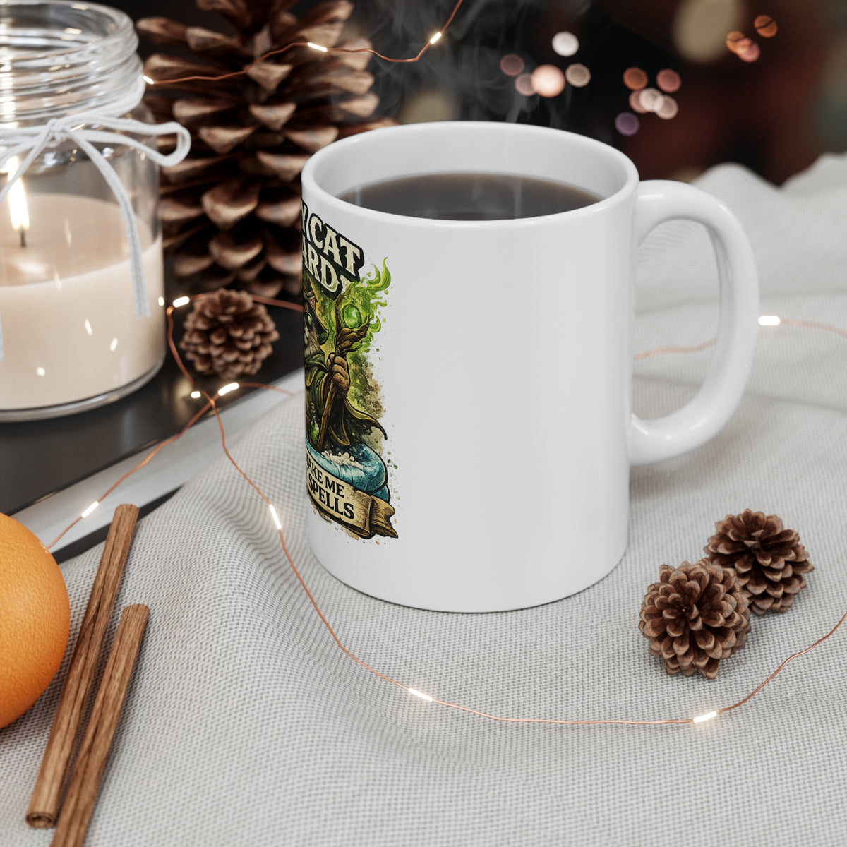 Crazy Cat Wizard Funny Fantasy Magic Coffee Mug