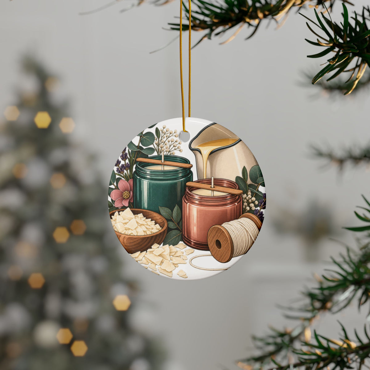 Artisan Candle Making Workshop Round Ornament