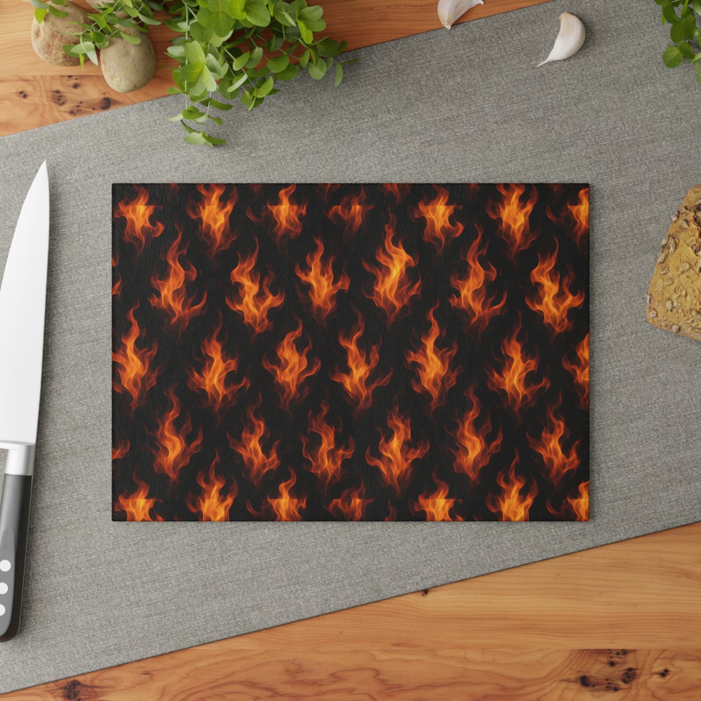 Fiery Glass Cutting Board - Kitchen Decor, Cooking Accessory, Gift for Chefs, BBQ Enthusiasts, Housewarming Present