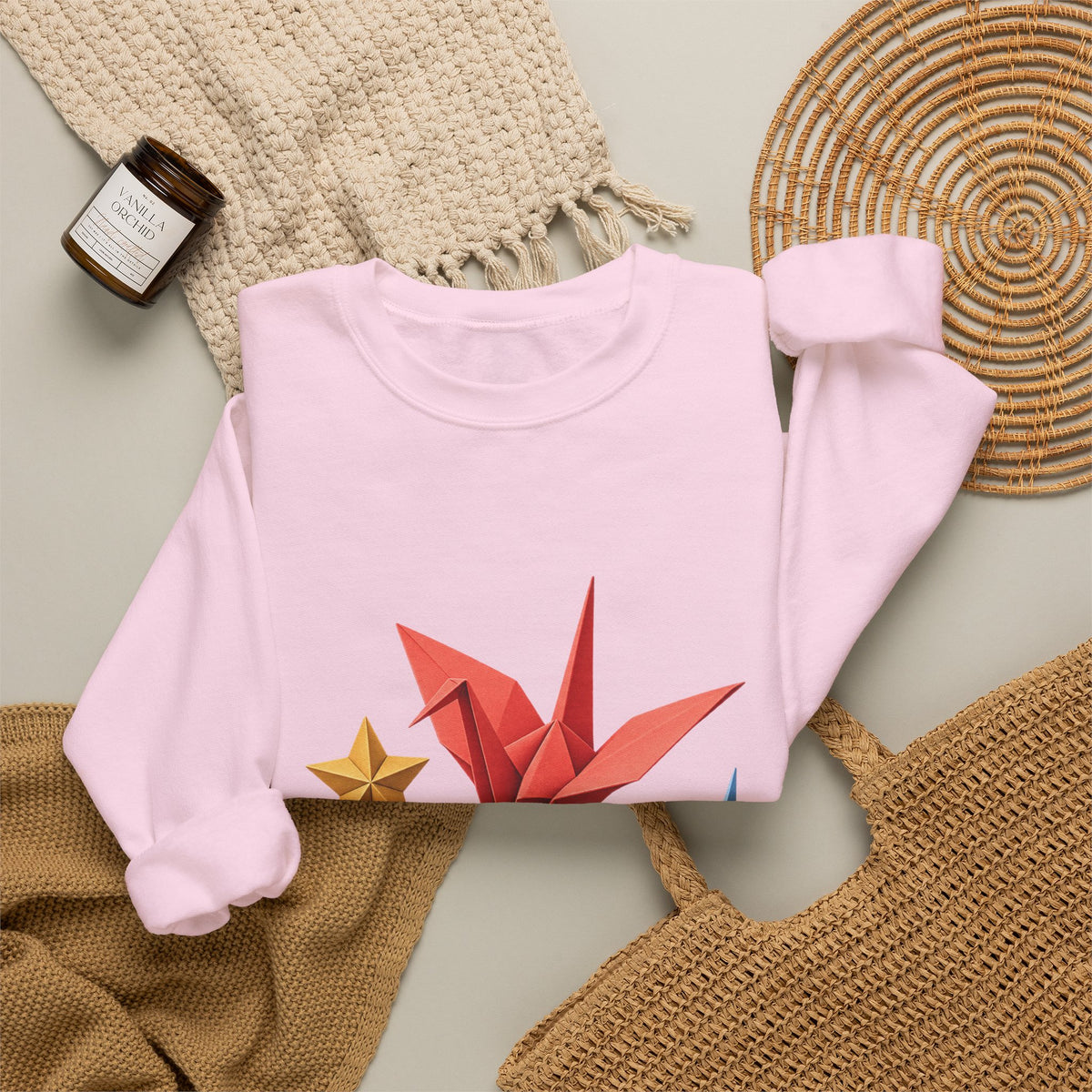 Colorful Origami Cranes and Paper Craft Sweatshirt