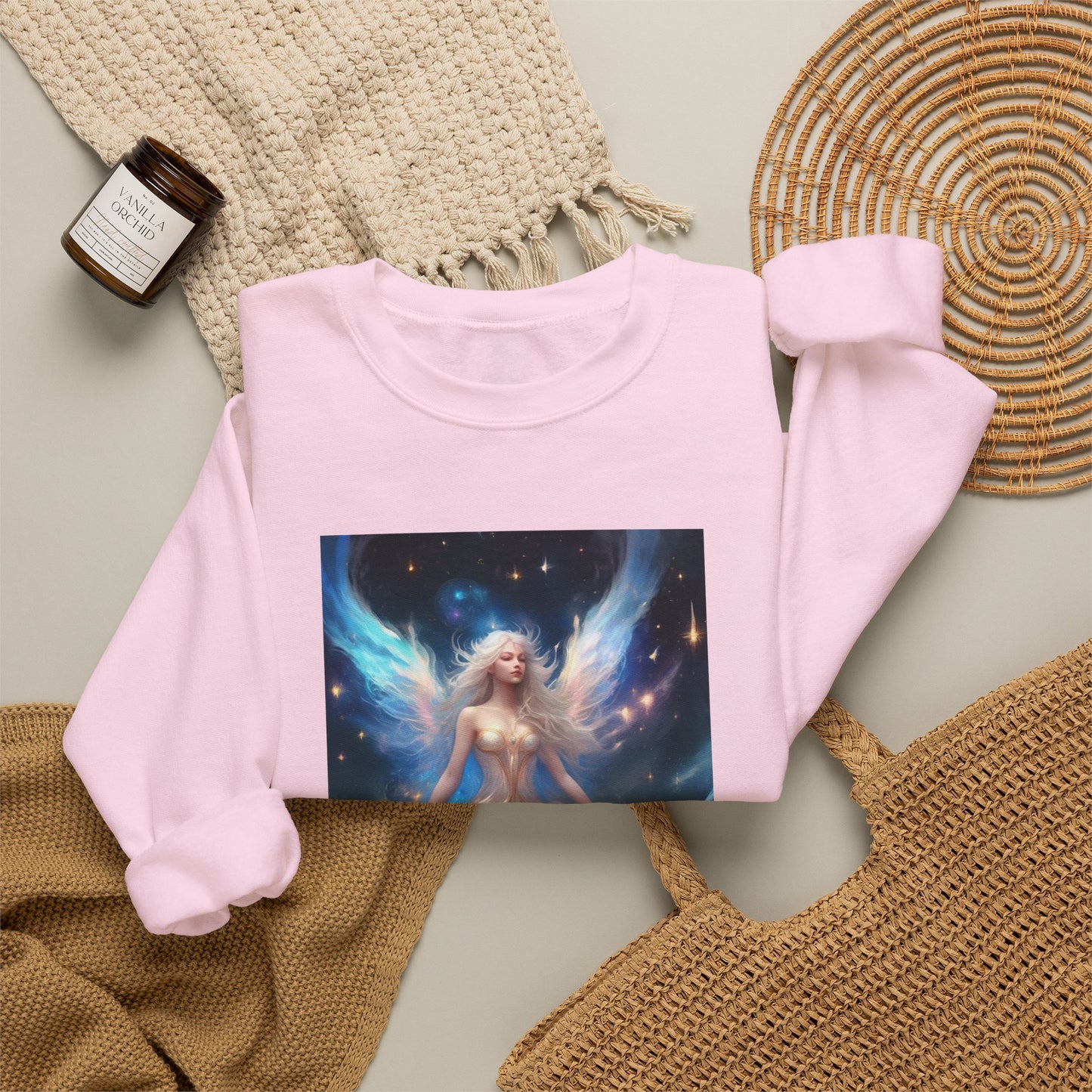 Celestial Winged Meditation Fantasy Portrait Sweatshirt