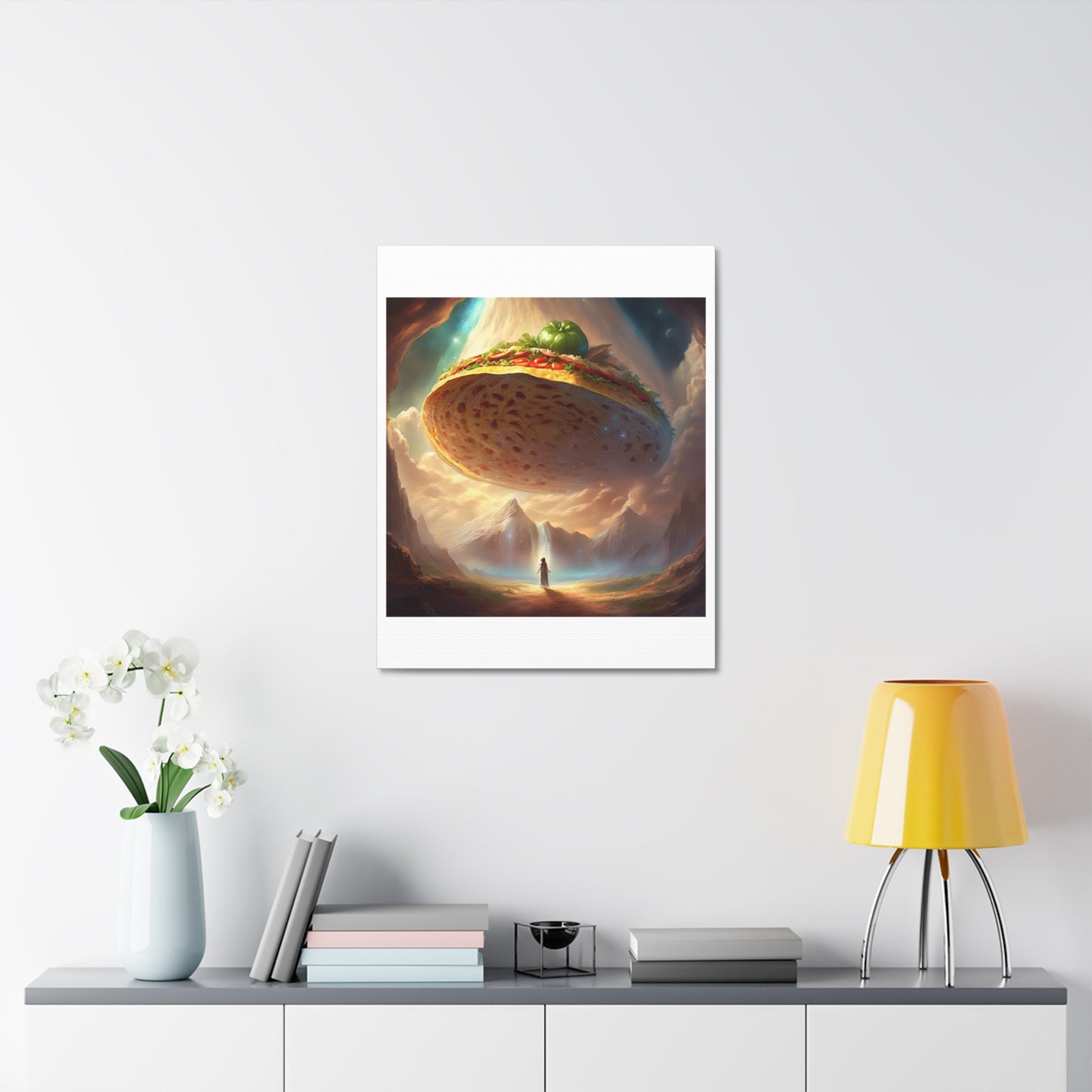 Cosmic Taco UFO Surreal Food Fantasy Art Canvas