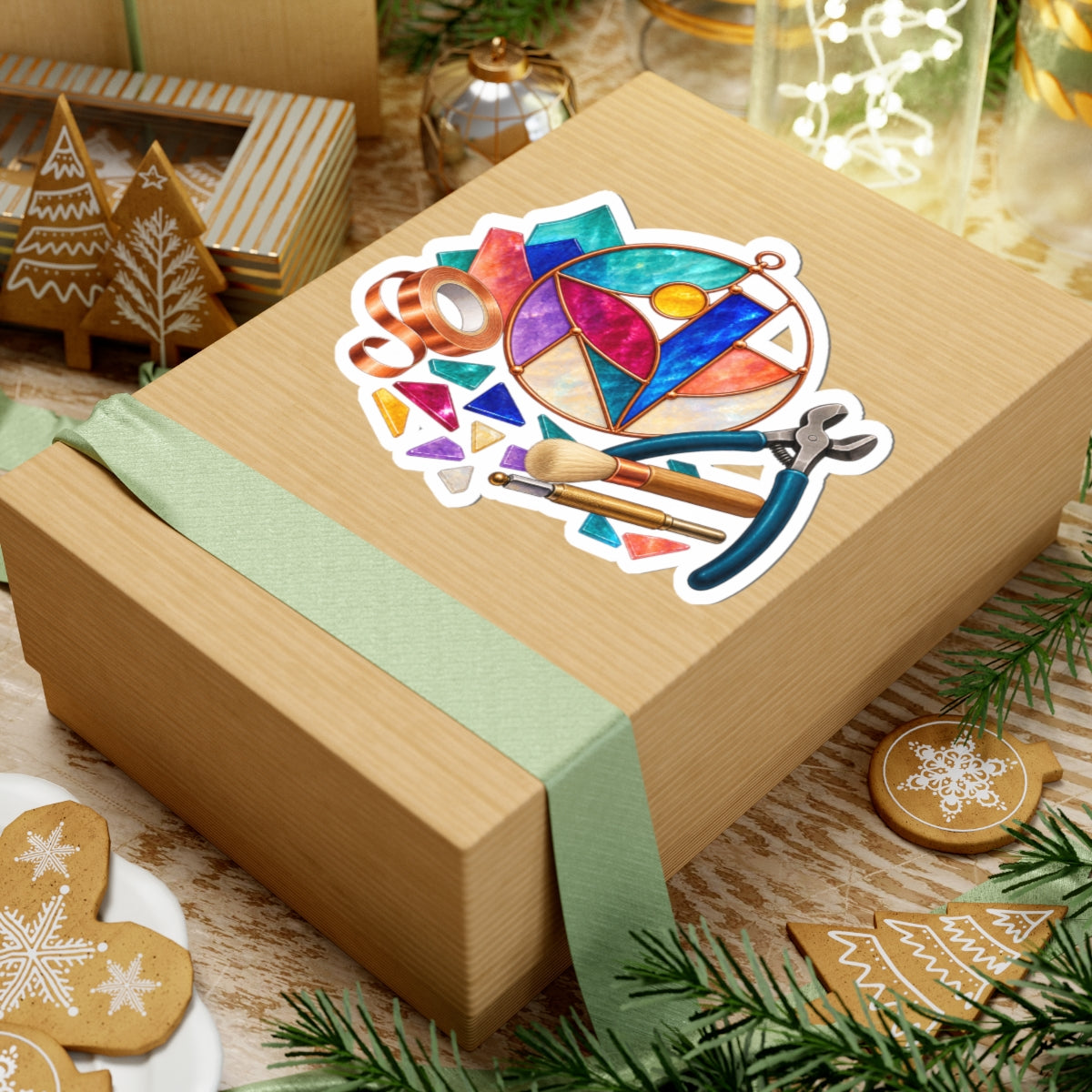 Abstract Stained Glass Suncatcher Workshop Sticker