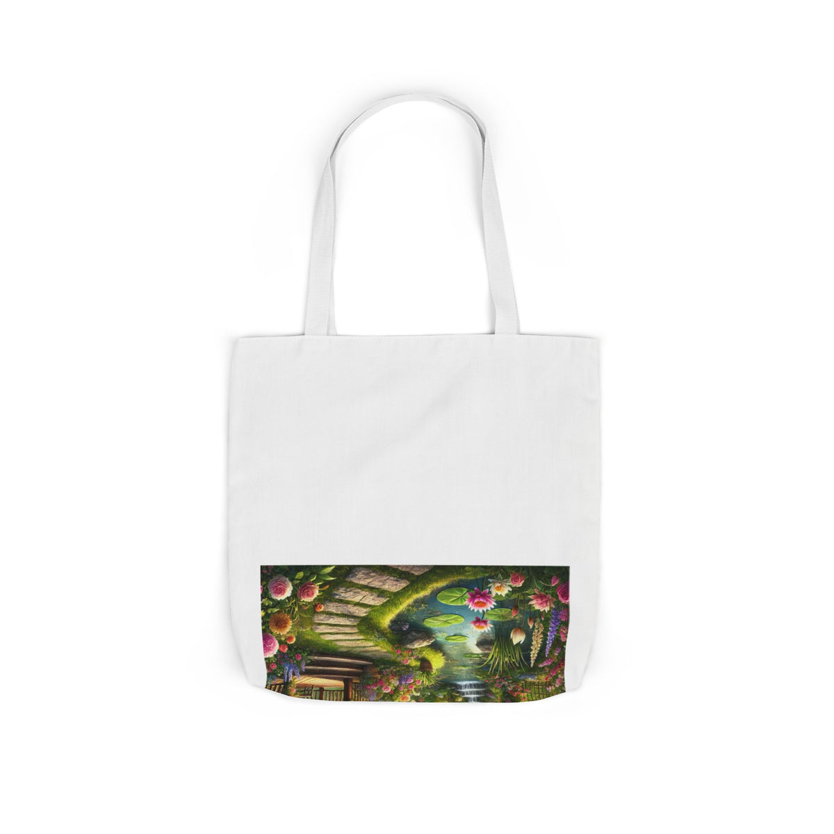Sunlit Rose Gazebo Cottage Garden Canvas Tote Bag