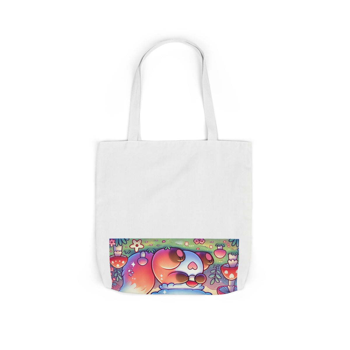 Pastel Woodland Fox Mushroom Kawaii Canvas Tote Bag