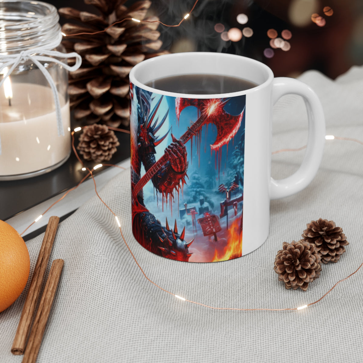 Heavy Metal Santa Holiday Concert Rock Coffee Mug