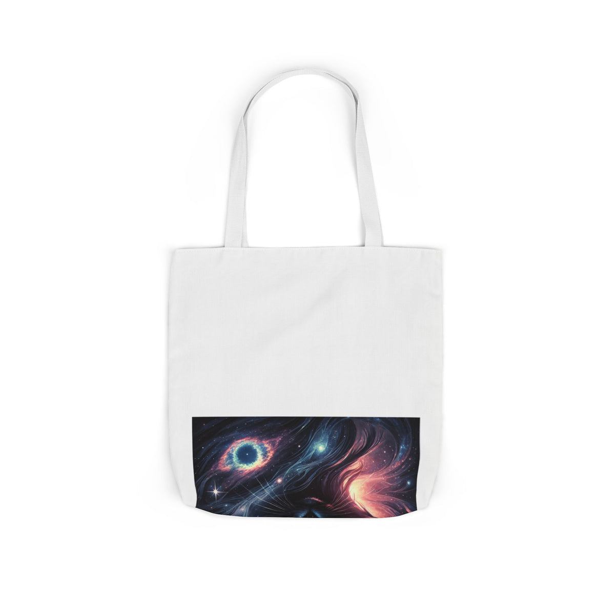 Cosmic Black Cat Galaxy Celestial Canvas Tote Bag
