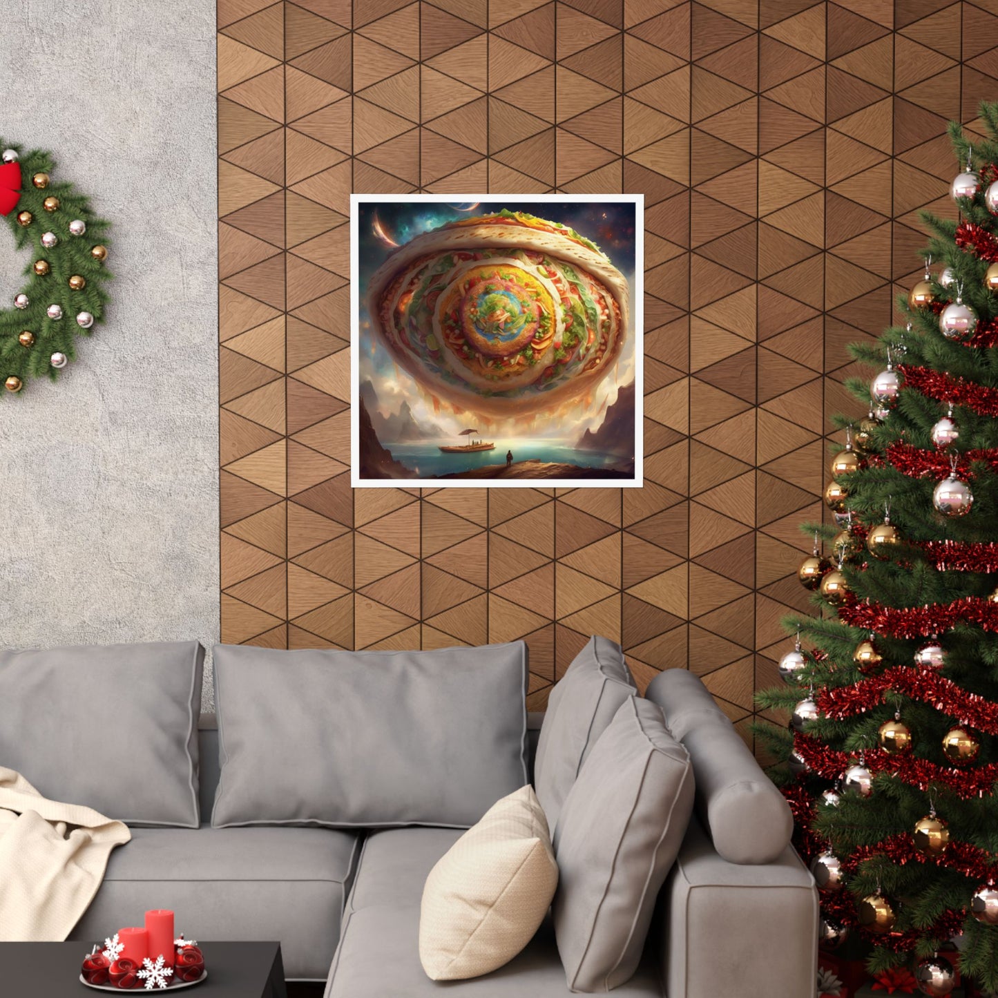 Cosmic Taco Portal Surreal Food Fantasy Art Poster