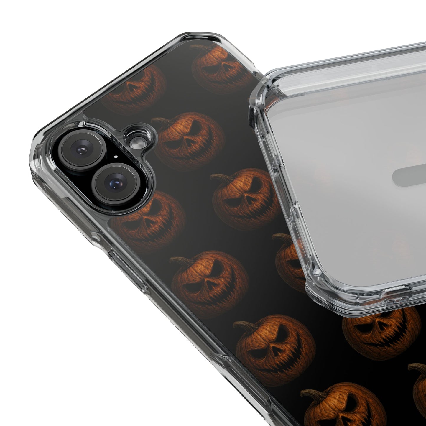Magnet Cover, Halloween Pumpkin Spooky Phone Case, Horror Jack-O-Lantern Black Case, Magnetic Clear Impact Cover, Scary Cellphone Slim