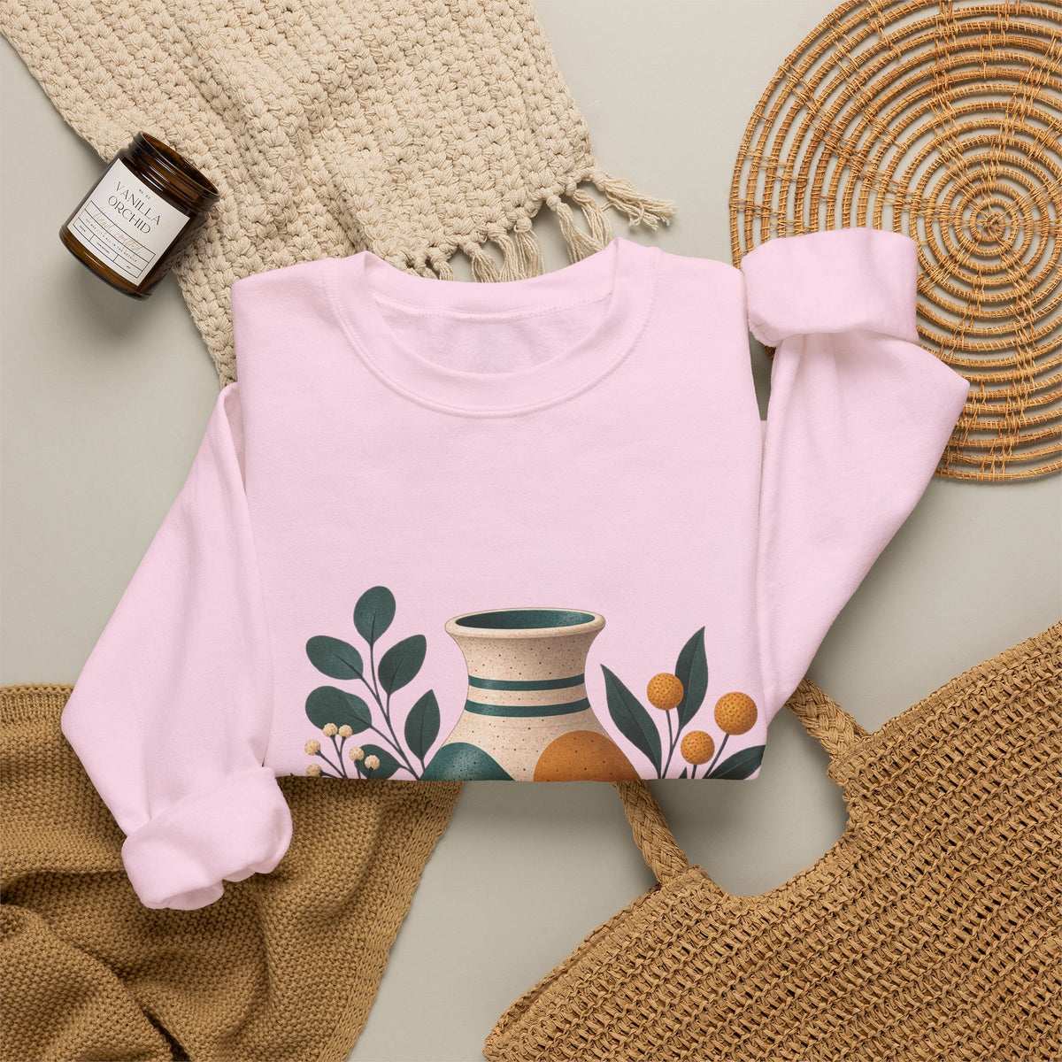 Midcentury Pottery Botanical Art Sweatshirt