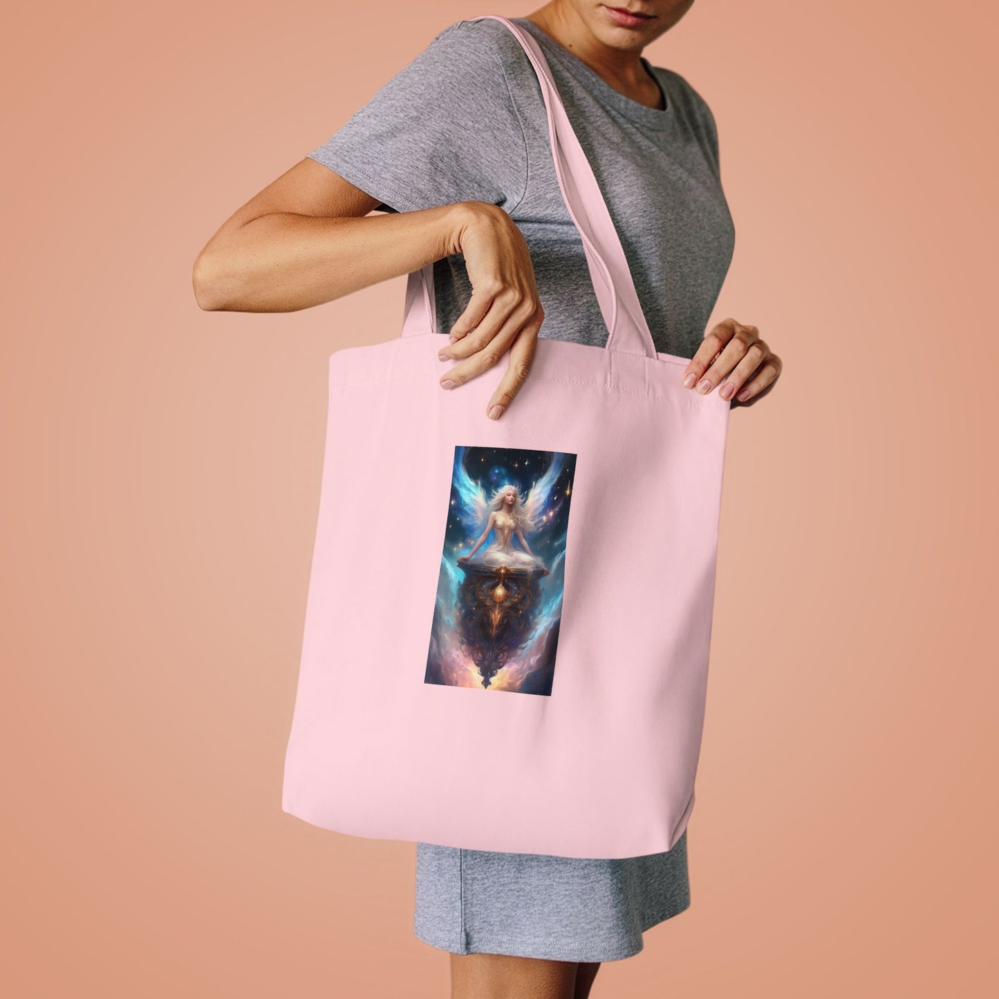Celestial Winged Meditation Fantasy Portrait Tote Bag