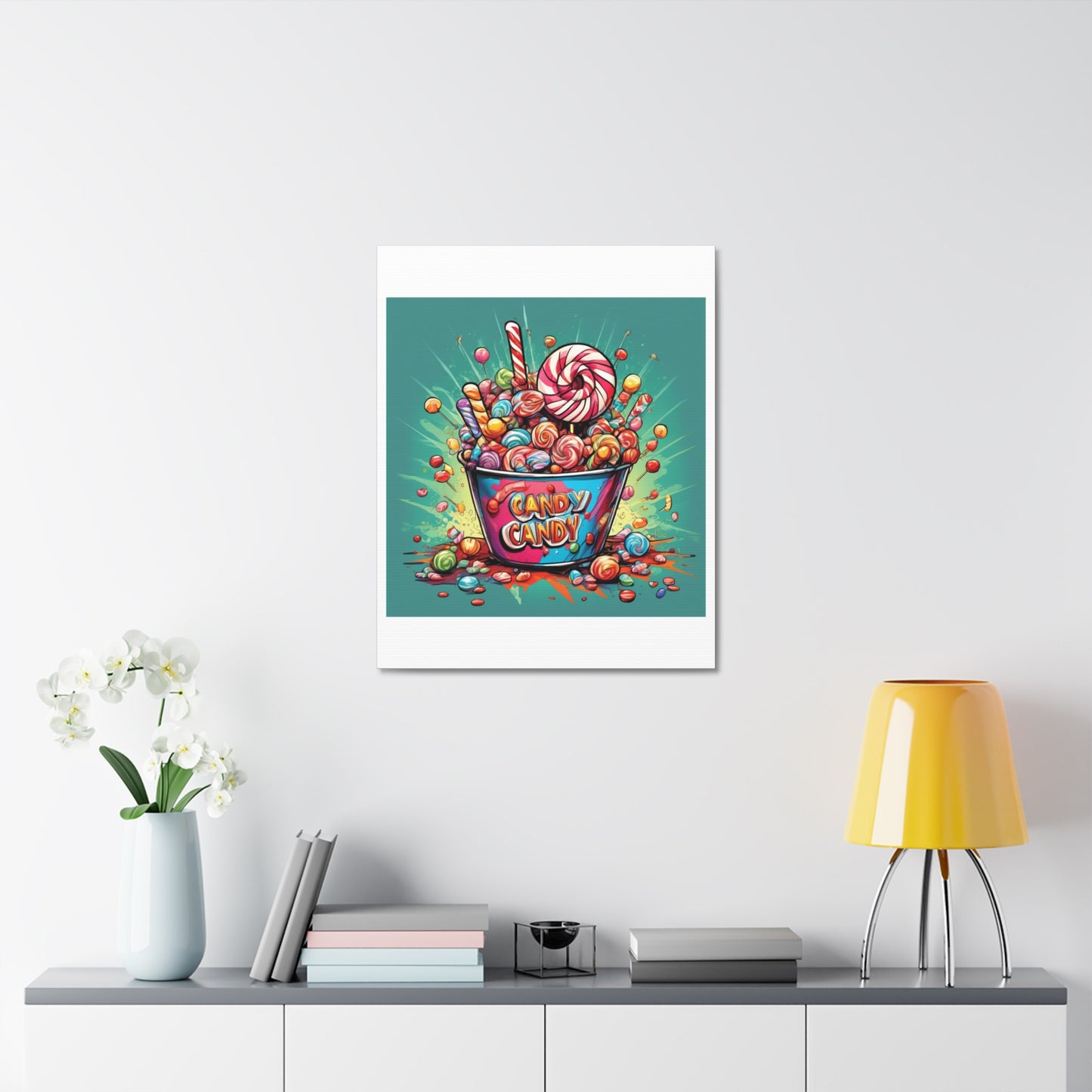 Holiday Candy Bucket Sweets Gift Art Canvas