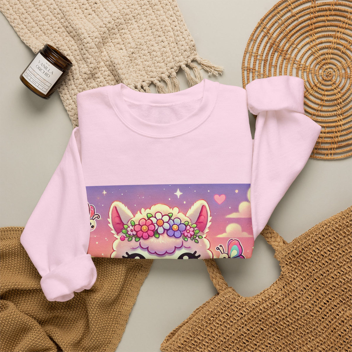 Pastel Floral Alpaca Garden Kawaii Sweatshirt