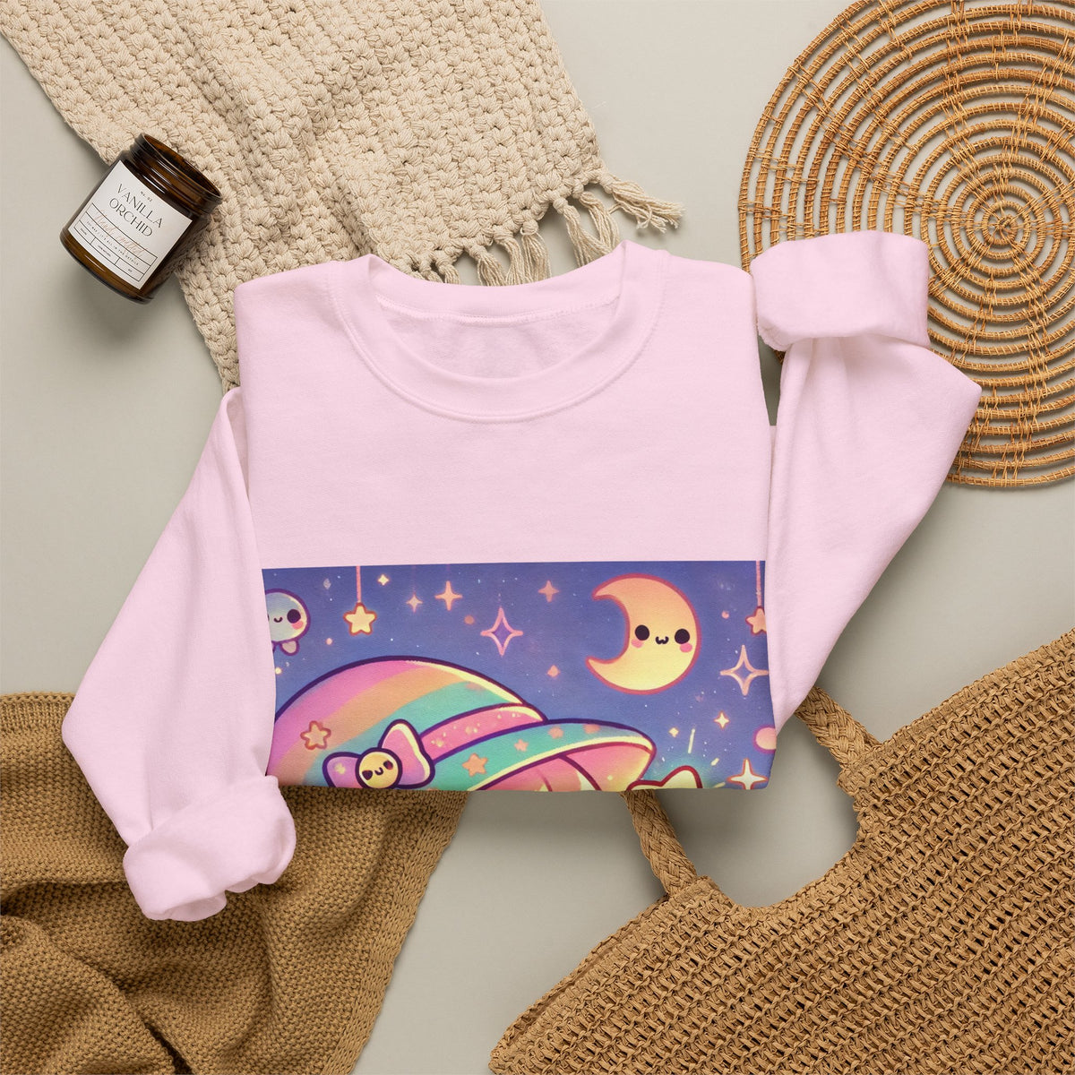 Kawaii Moon Wand Pastel Fantasy Art Sweatshirt