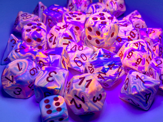 Festive Polyhedral Pop Art w/red Limited Edition (7-Dice Set / 16mm Block / 12mm Block)