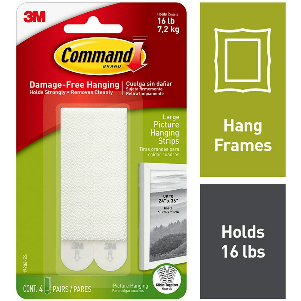 Command Large Picture Hanging Strips, White, 6 Pairs (12 Strips) – Damage-Free Hanging, Holds up to 16 lbs