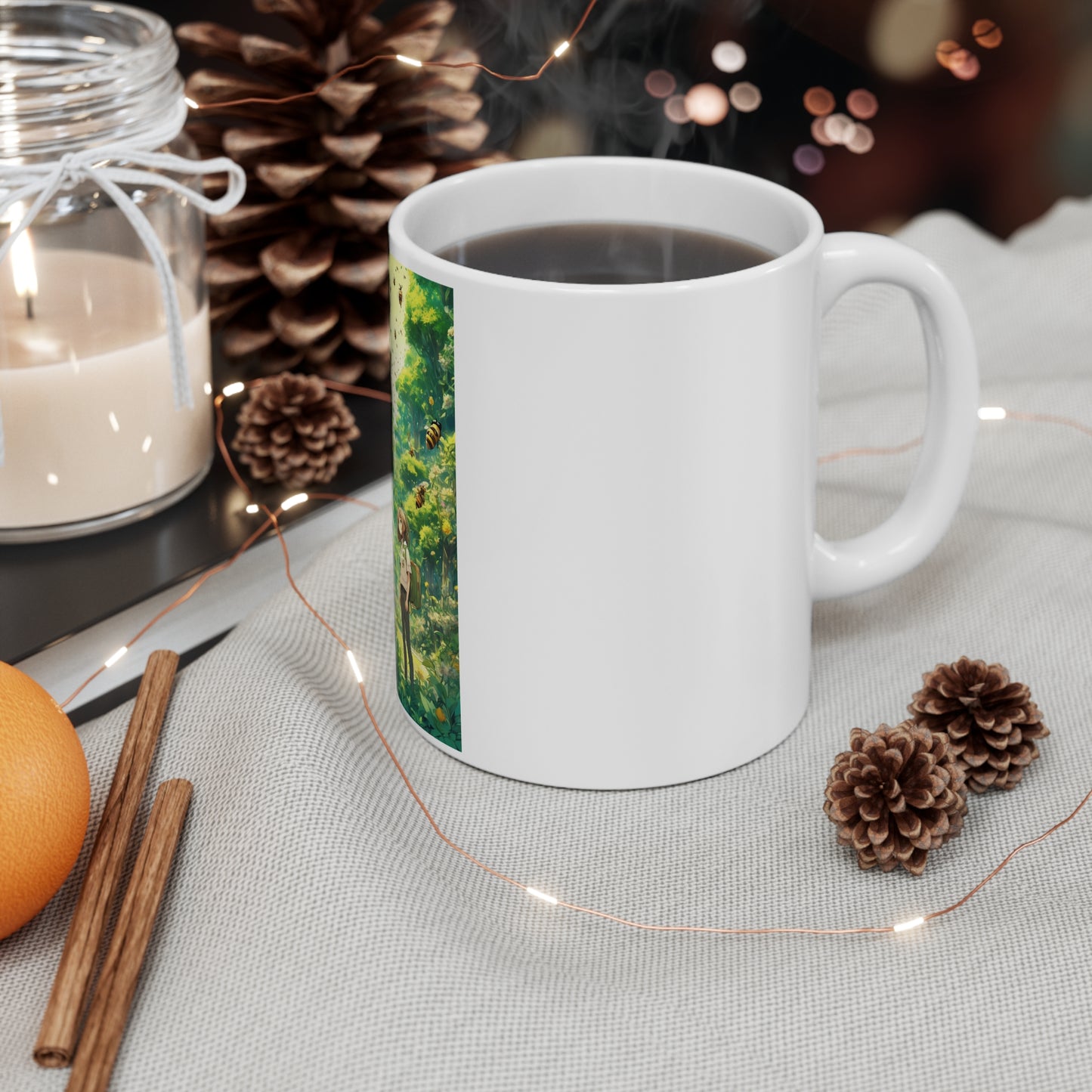 Bee Garden Explorer Anime Nature Art Coffee Mug