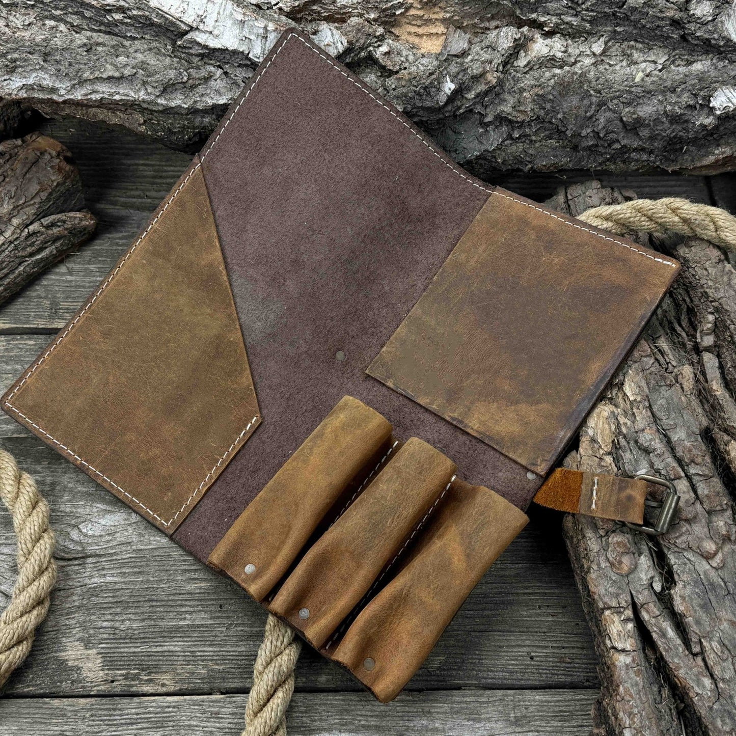 4 Pocket Leather Tool Roll for Carving Tools