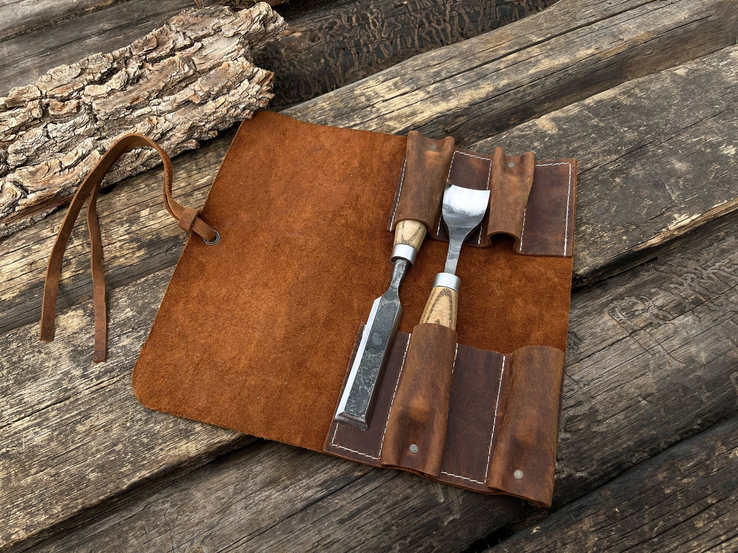4 Pocket Leather Tool Roll