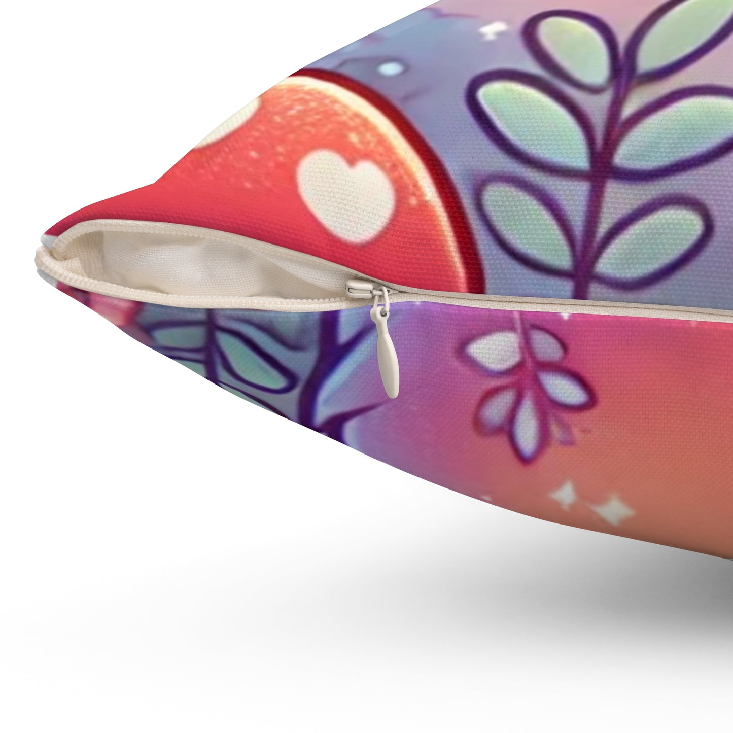 Pastel Woodland Fox Mushroom Kawaii Decorative Pillow