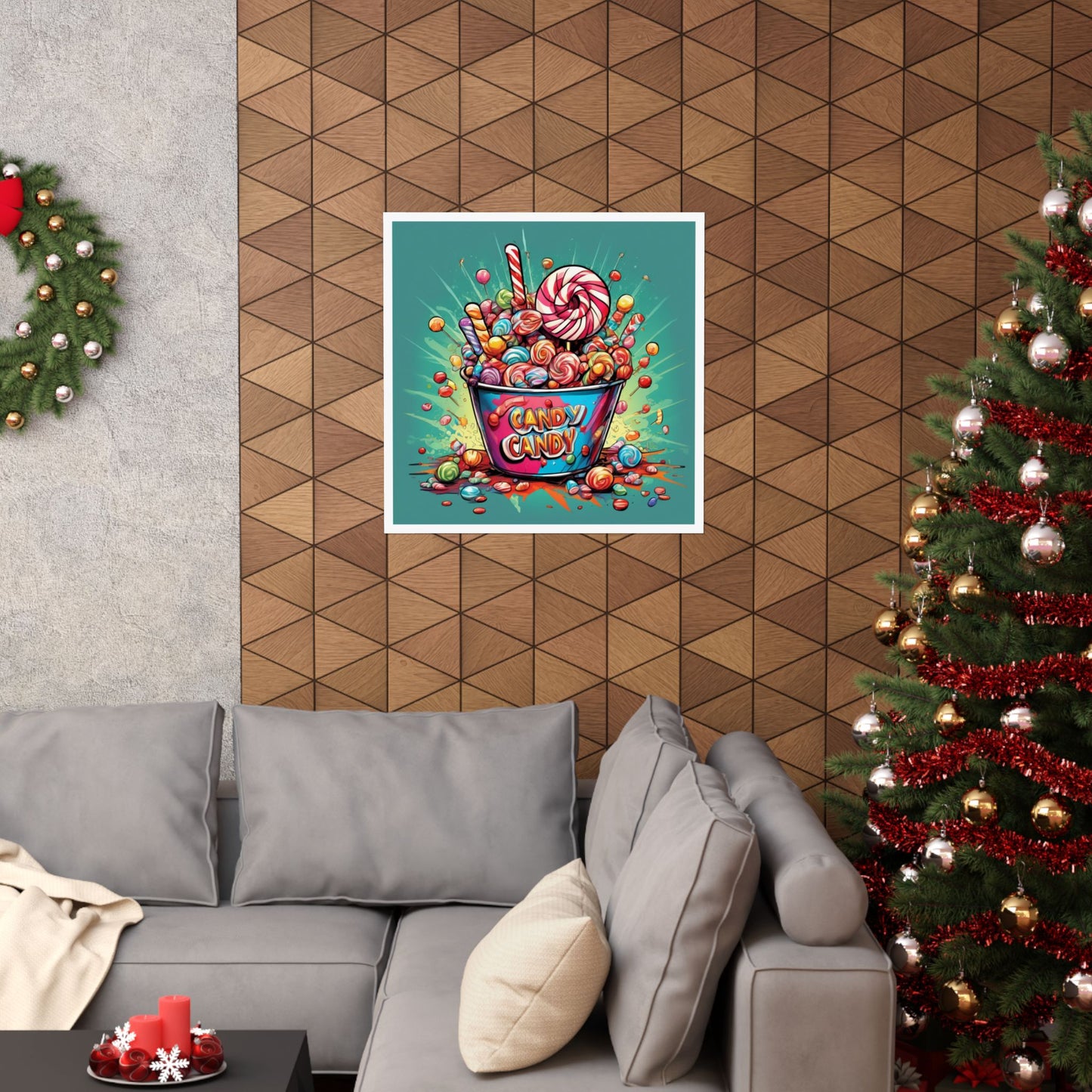 Holiday Candy Bucket Sweets Gift Art Poster