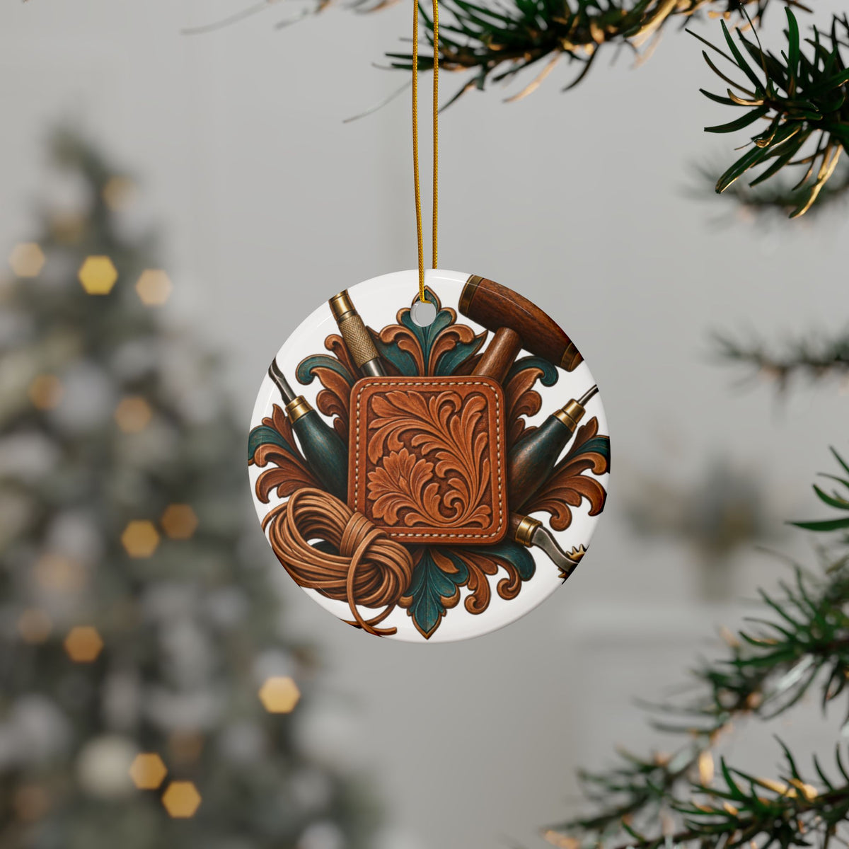 Traditional Leather Tooling Workshop Round Ornament