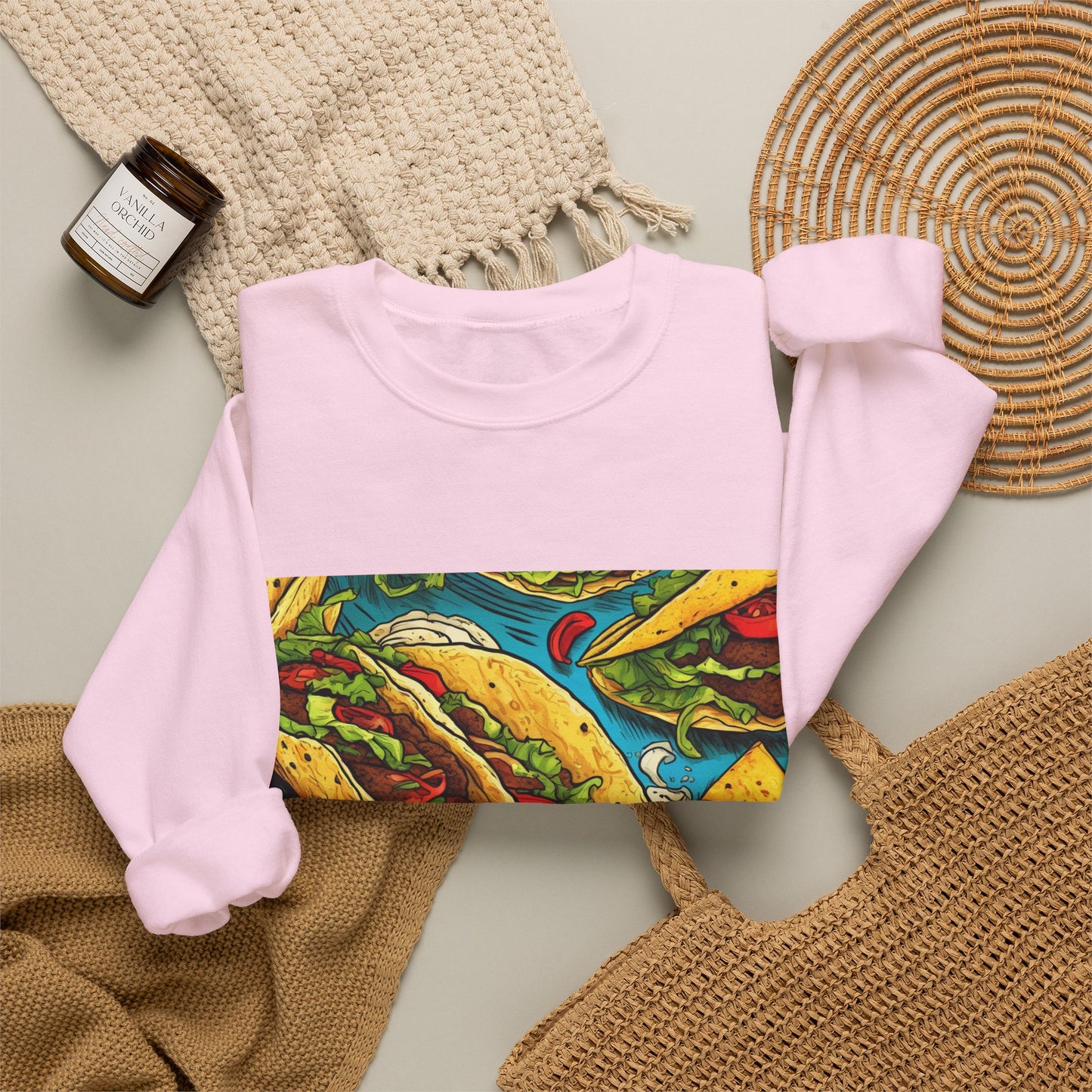 Taco Party Pattern Foodie Gift Art Sweatshirt