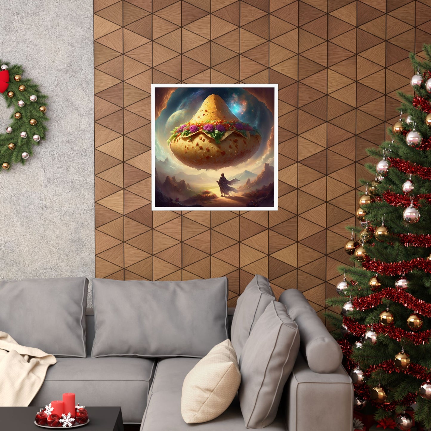 Cosmic Taco Planetoid Surreal Food Fantasy Art Poster