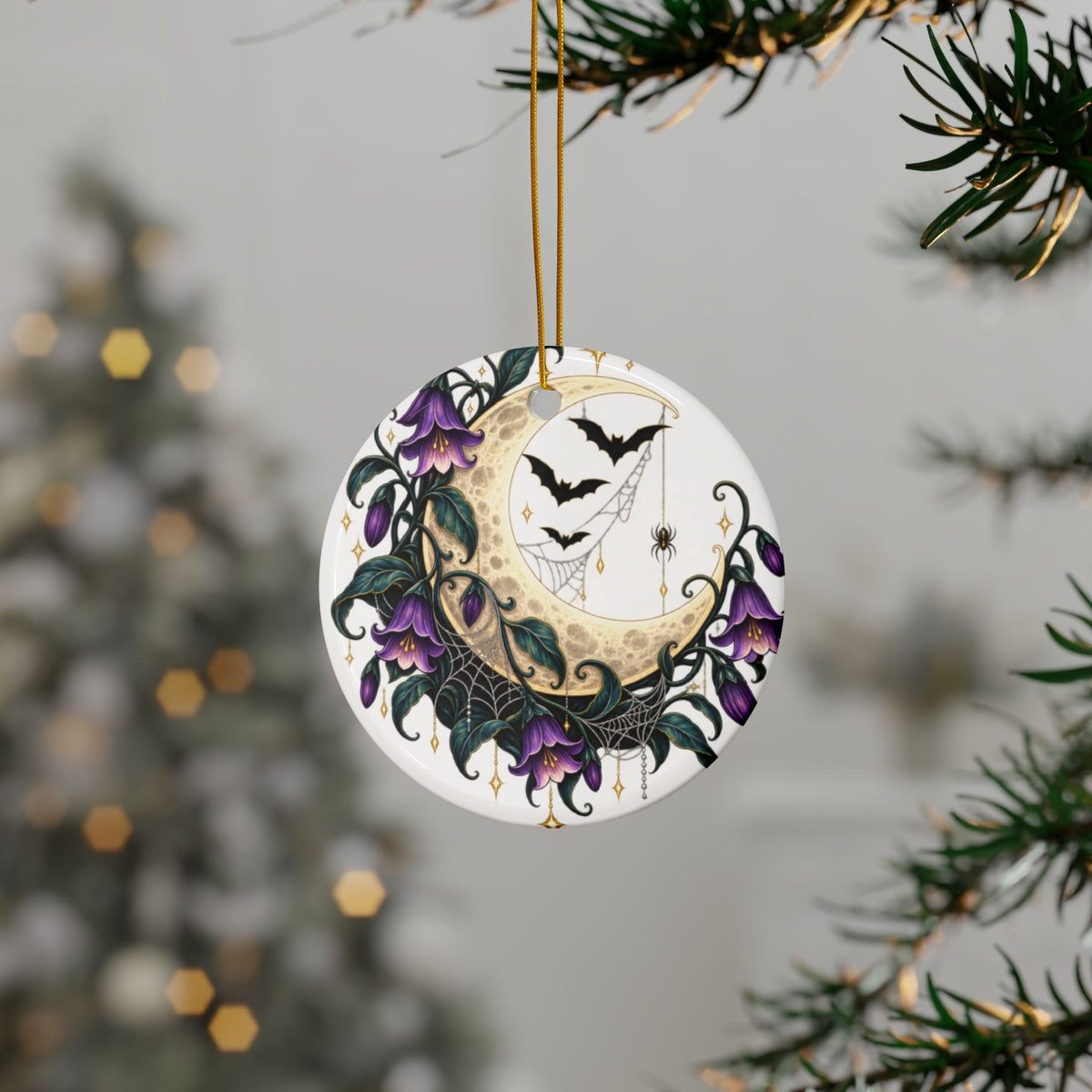 Halloween Celestial Night Garden Round Ornament