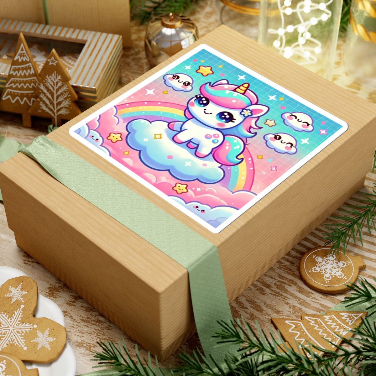 Pastel Rainbow Unicorn Cloud Kawaii Sticker