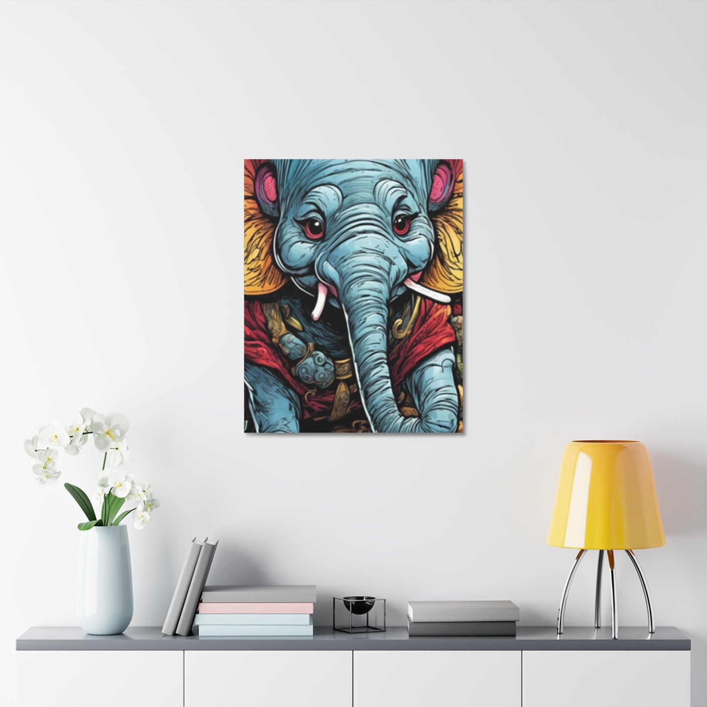 Colorful Elephant Garden Parade Wildlife Canvas Wall Art