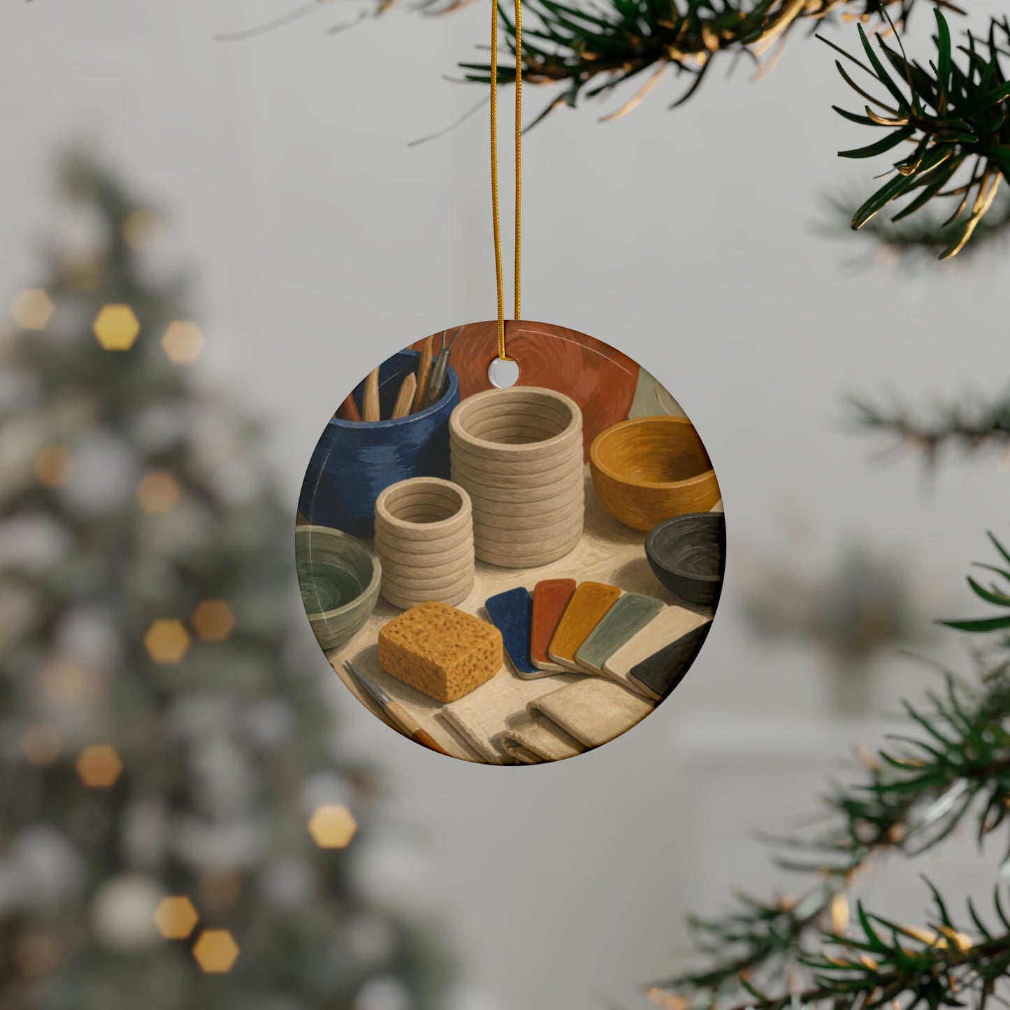Handbuilt Ceramics Studio Art Ceramic Ornament, Holiday Keepsake and Gift