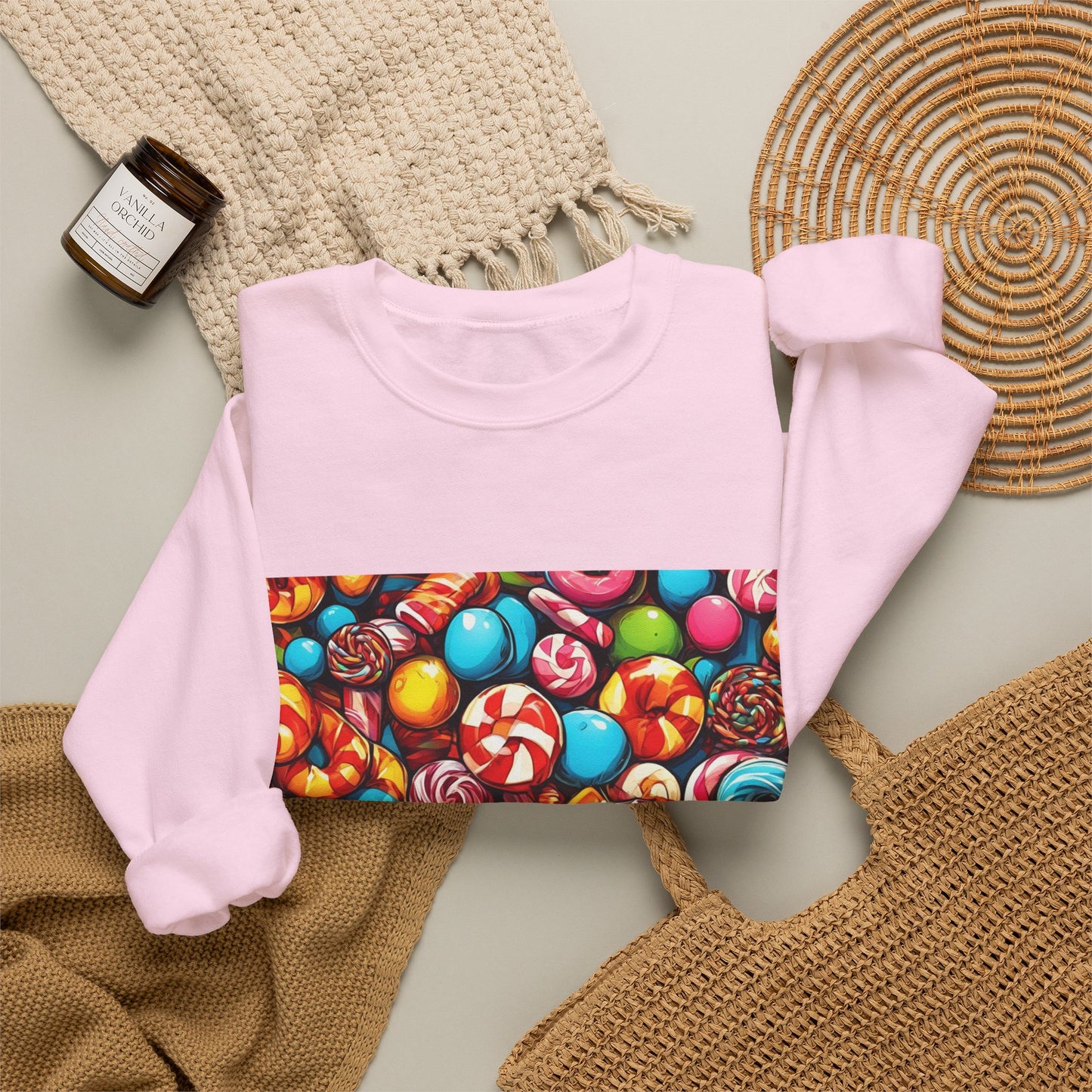 Colorful Candy and Lollipop Pattern Sweatshirt