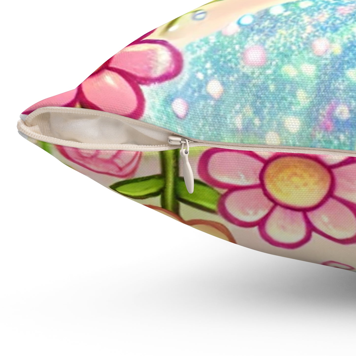 Pastel Rainbow Baby Elephant Floral Decorative Pillow