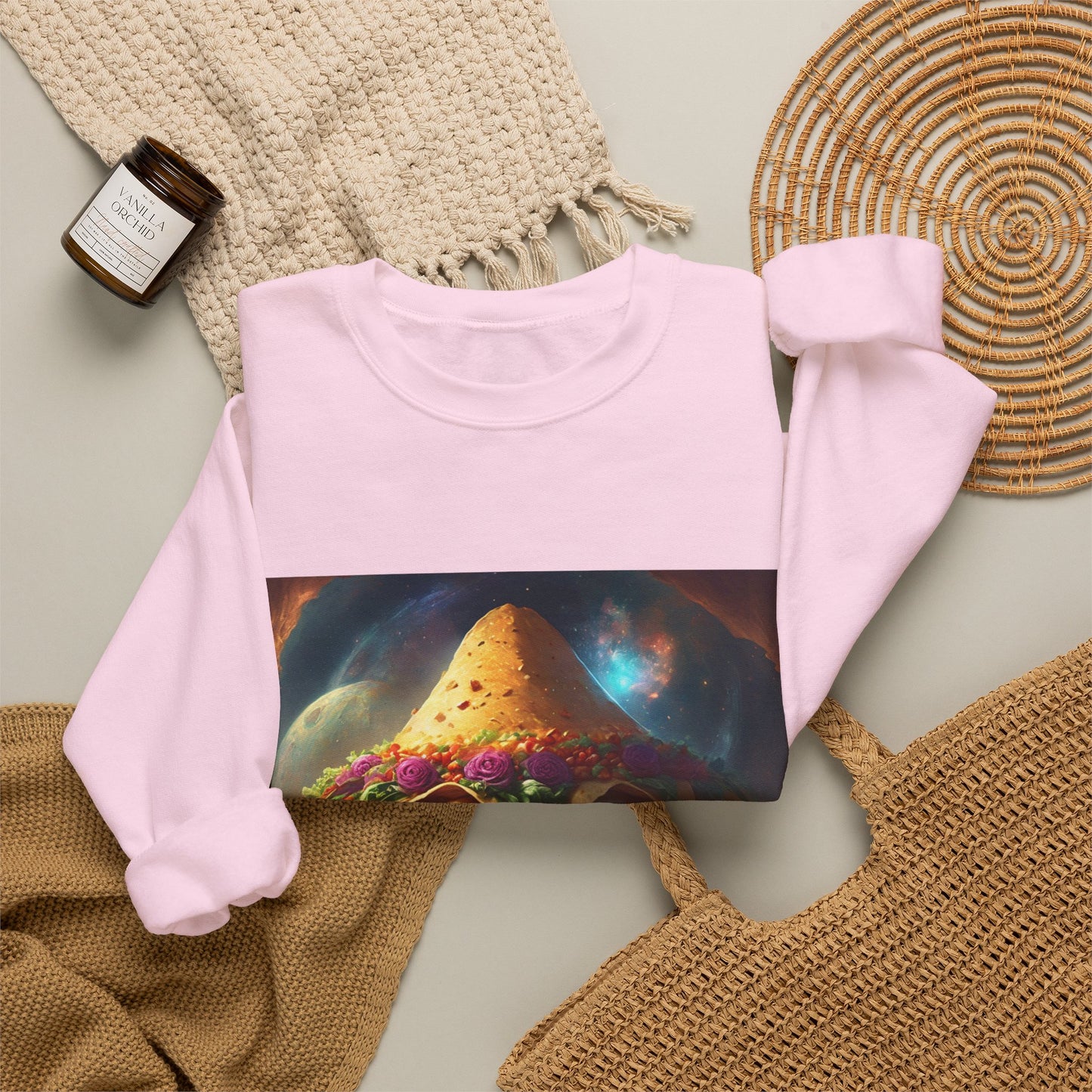 Cosmic Taco Planetoid Surreal Food Fantasy Art Sweatshirt