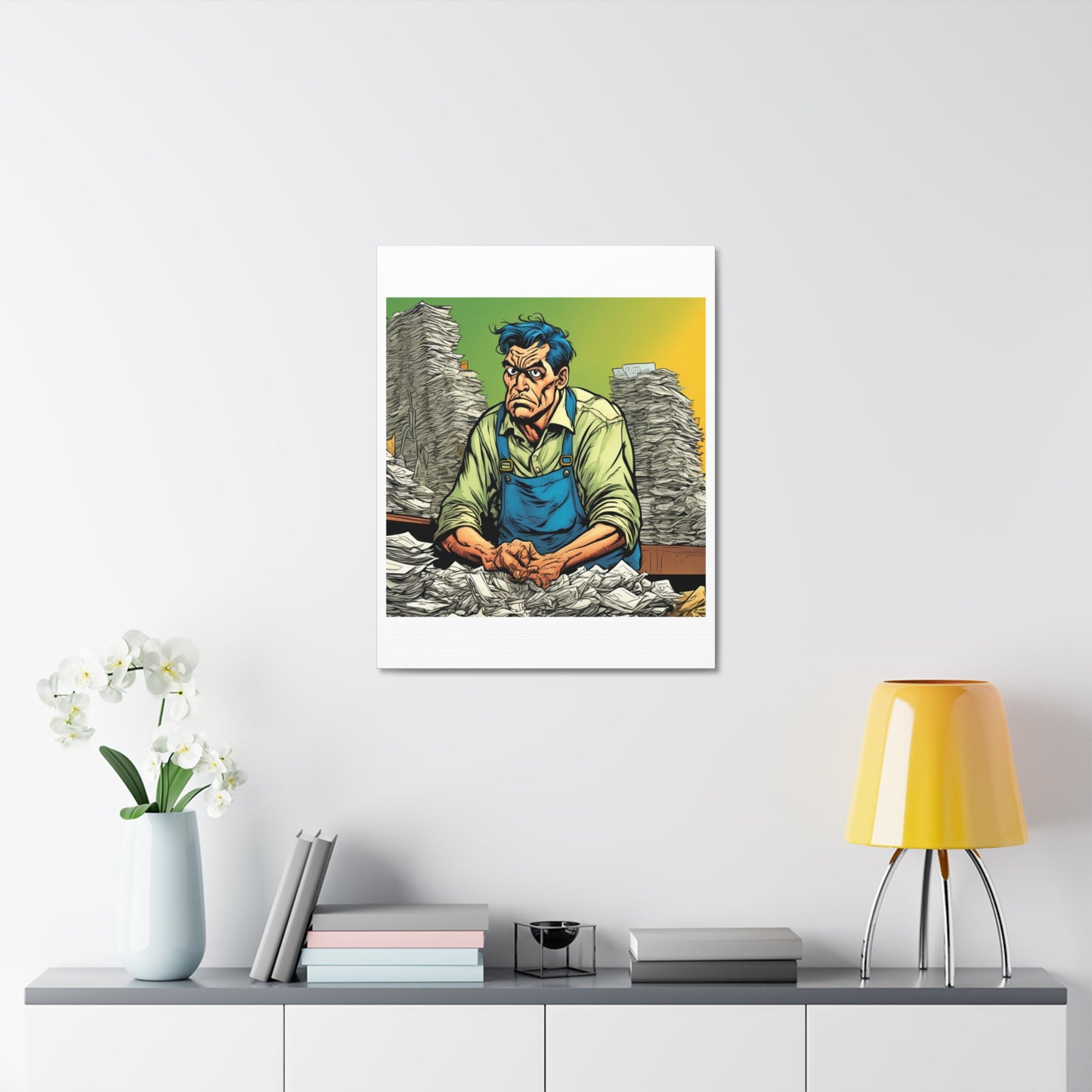 Paperwork Chaos Desk Worker Funny Office Art Canvas
